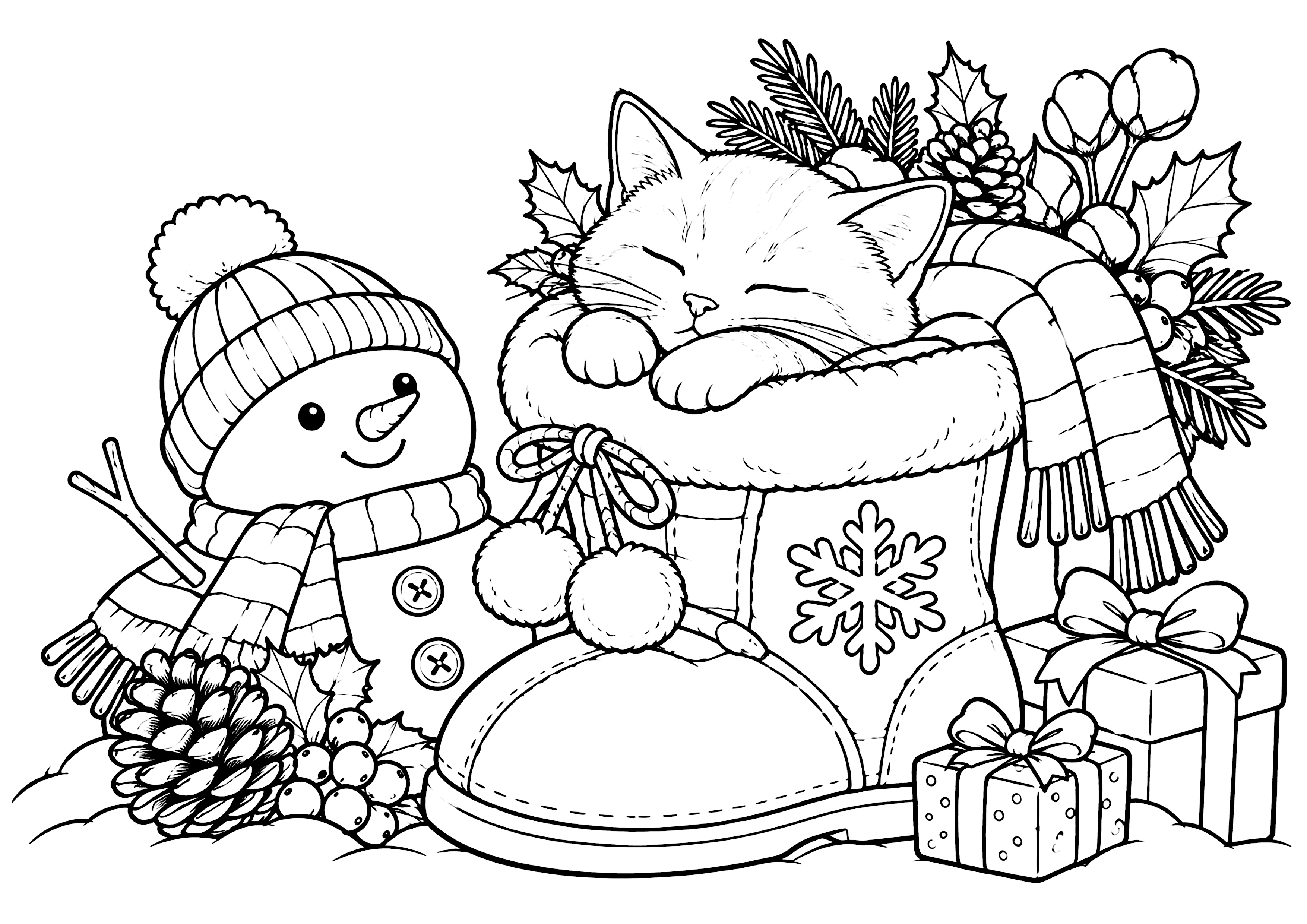 冬猫 塗り絵