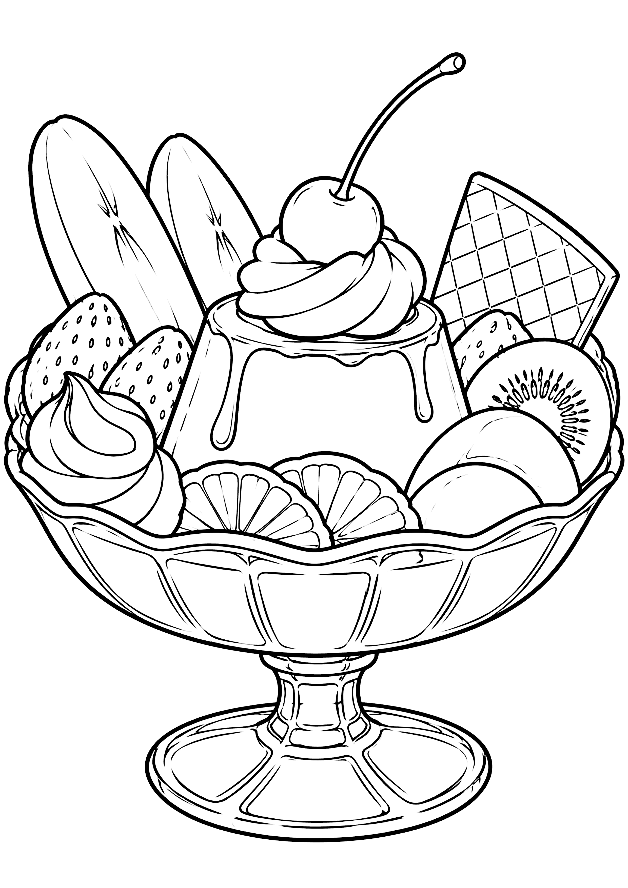 プリンアラモード 塗り絵