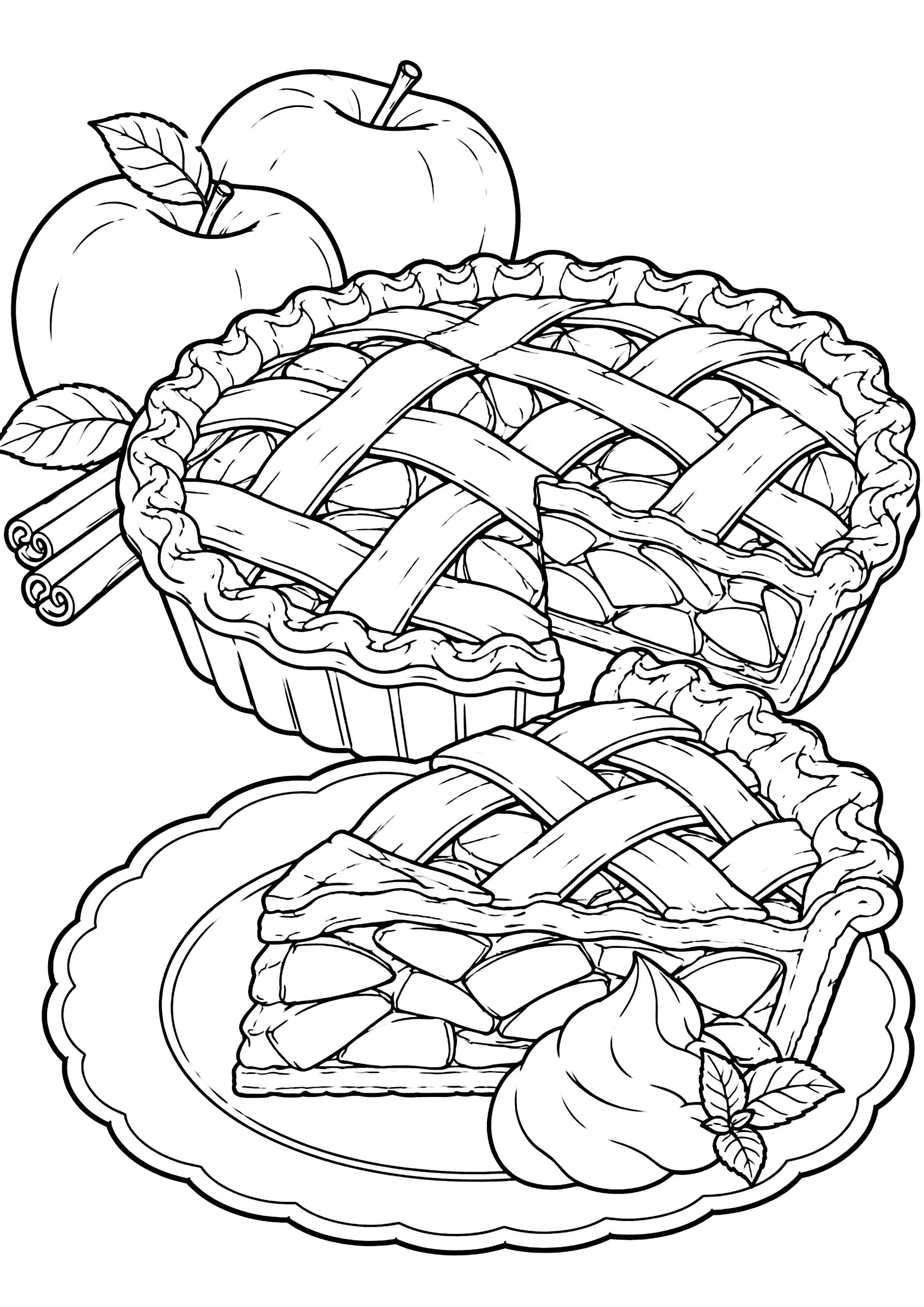 アップルパイ 塗り絵