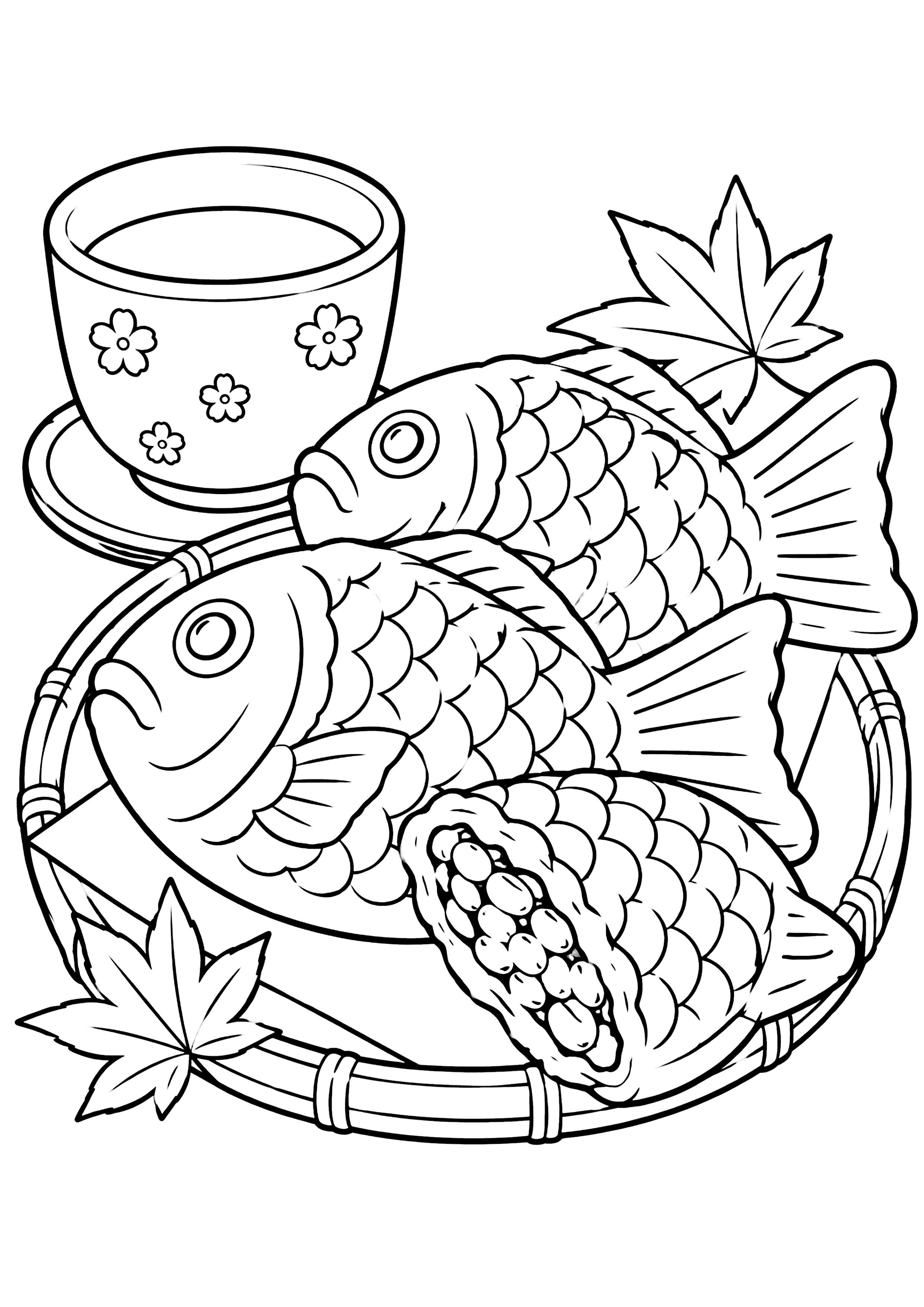 たい焼き 塗り絵