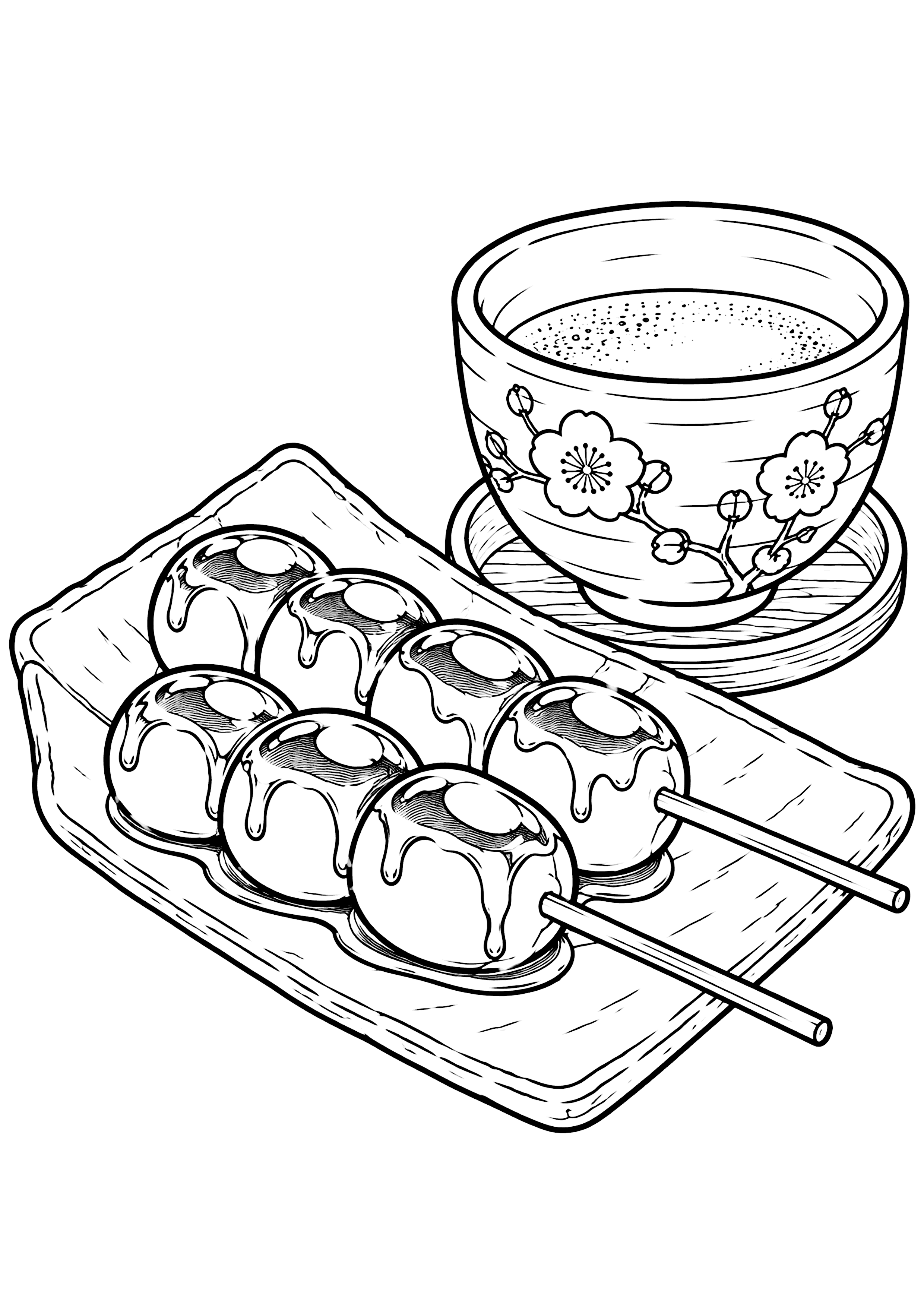 みたらし団子 塗り絵