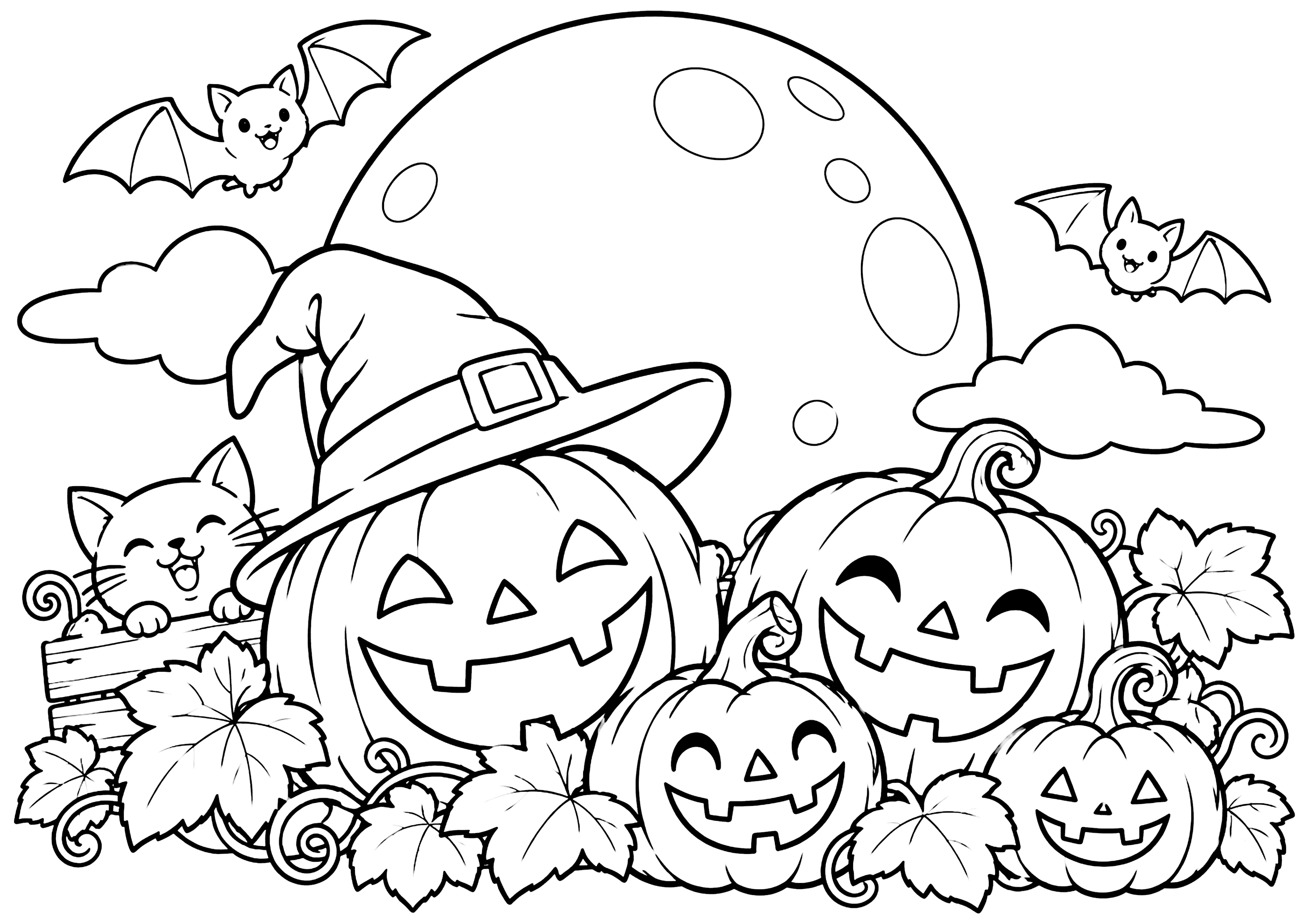 ハロウィンのかぼちゃ 塗り絵