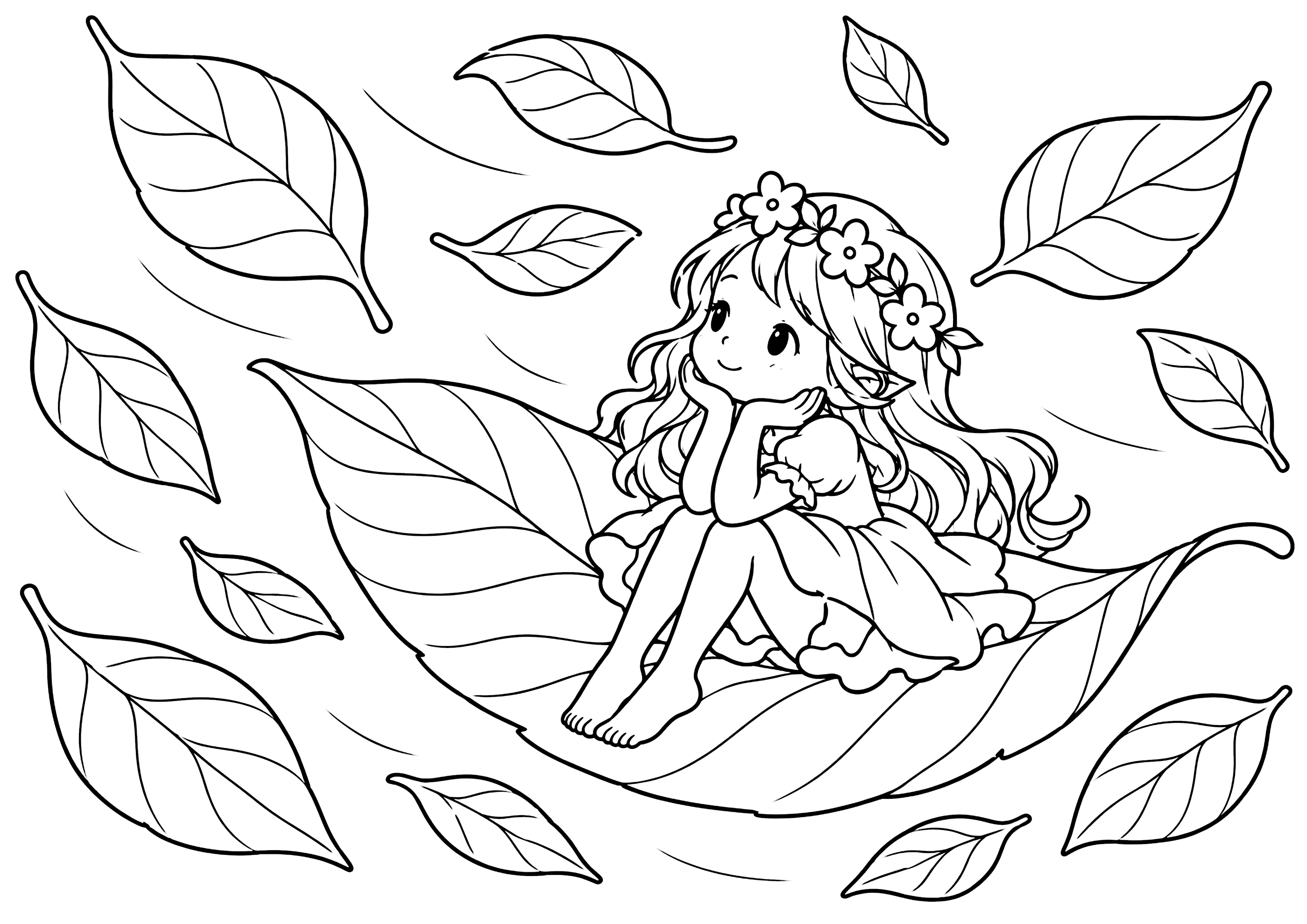 葉舞う妖精 塗り絵