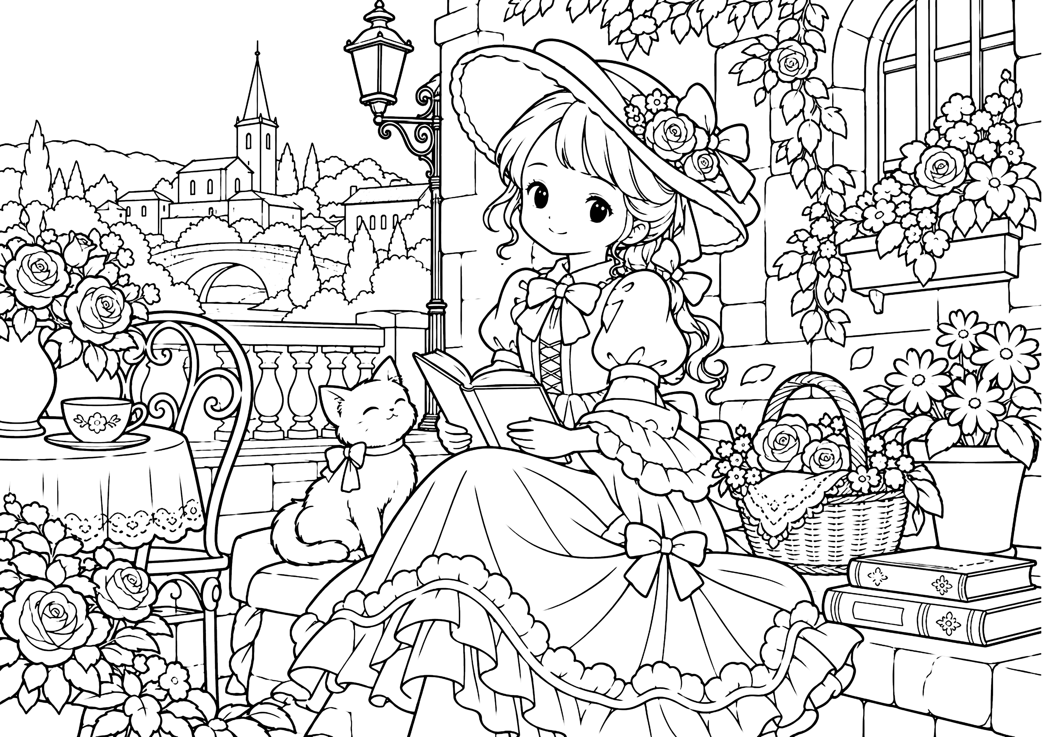 花園読書会 塗り絵