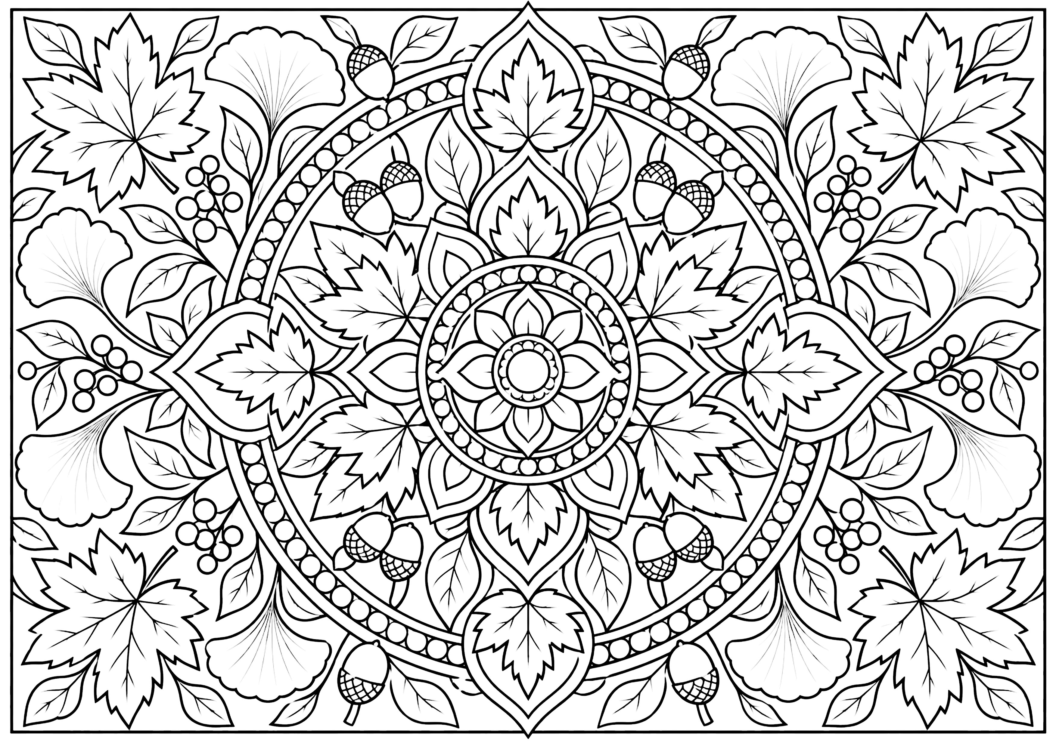秋曼荼羅 塗り絵