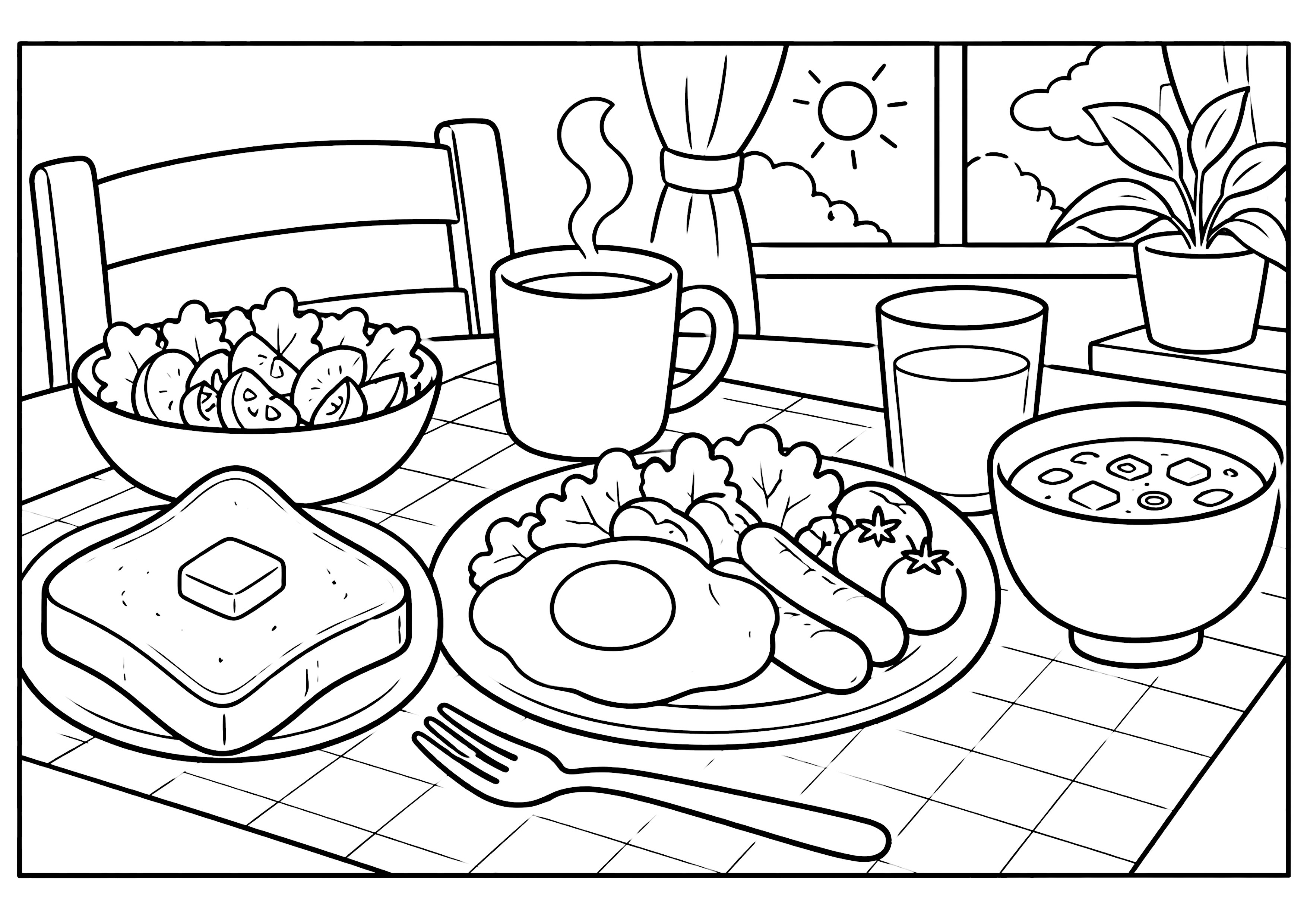 朝ごはん 塗り絵
