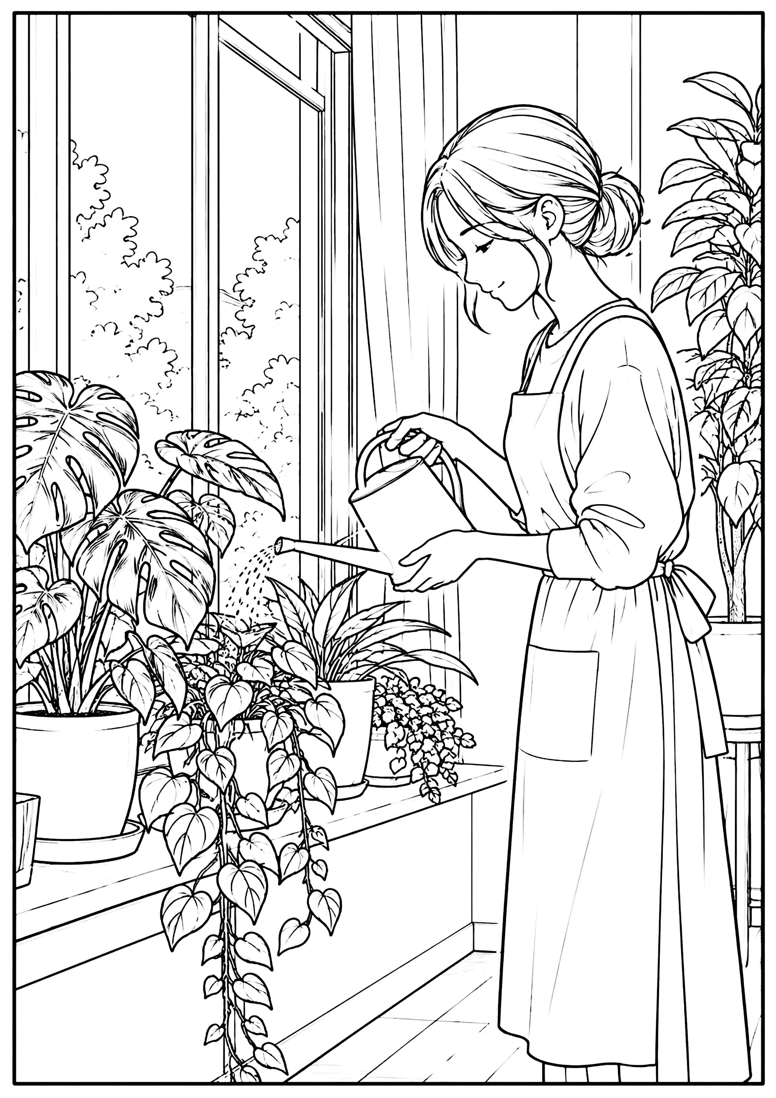 観葉植物 塗り絵
