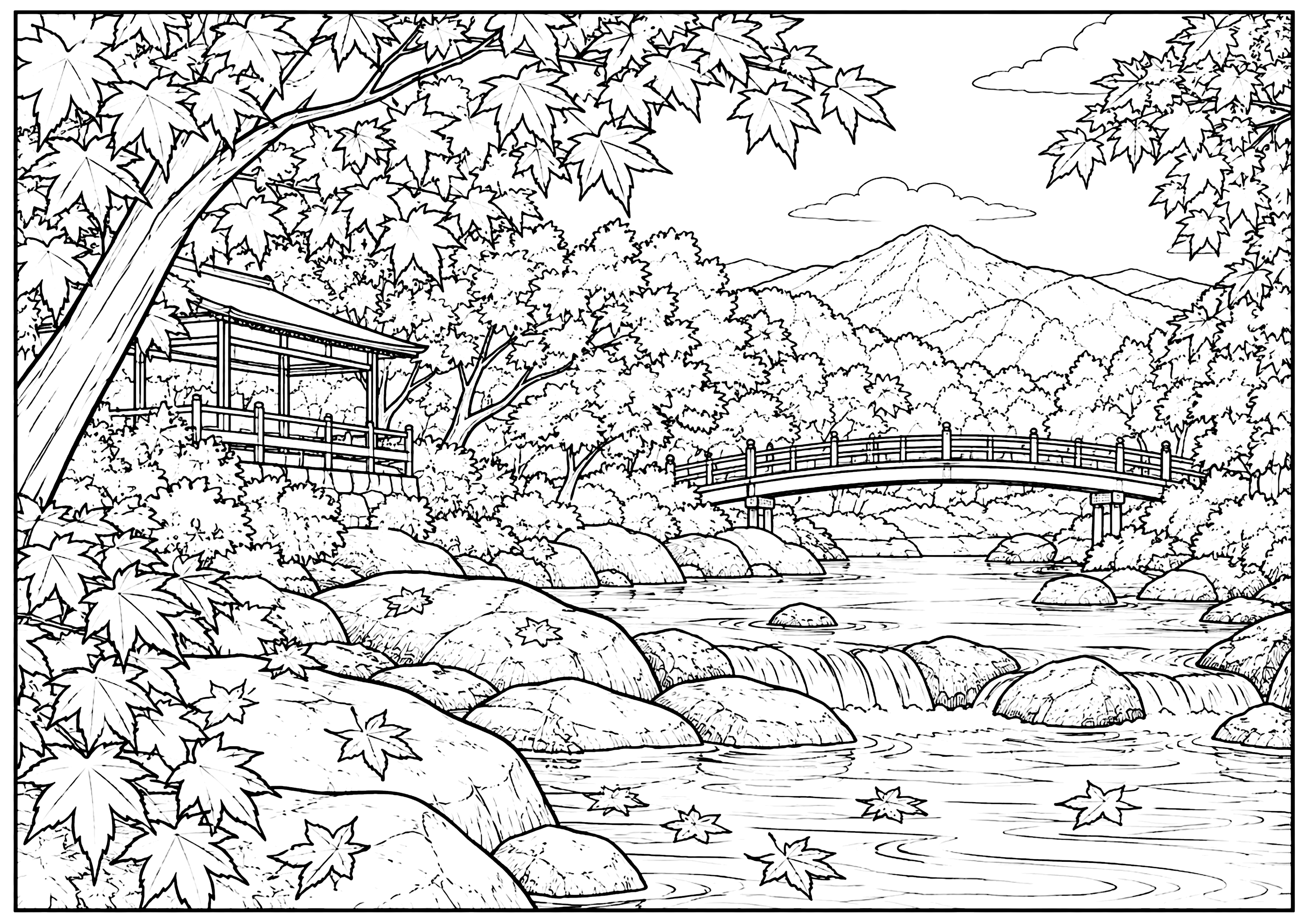 川辺紅葉 塗り絵