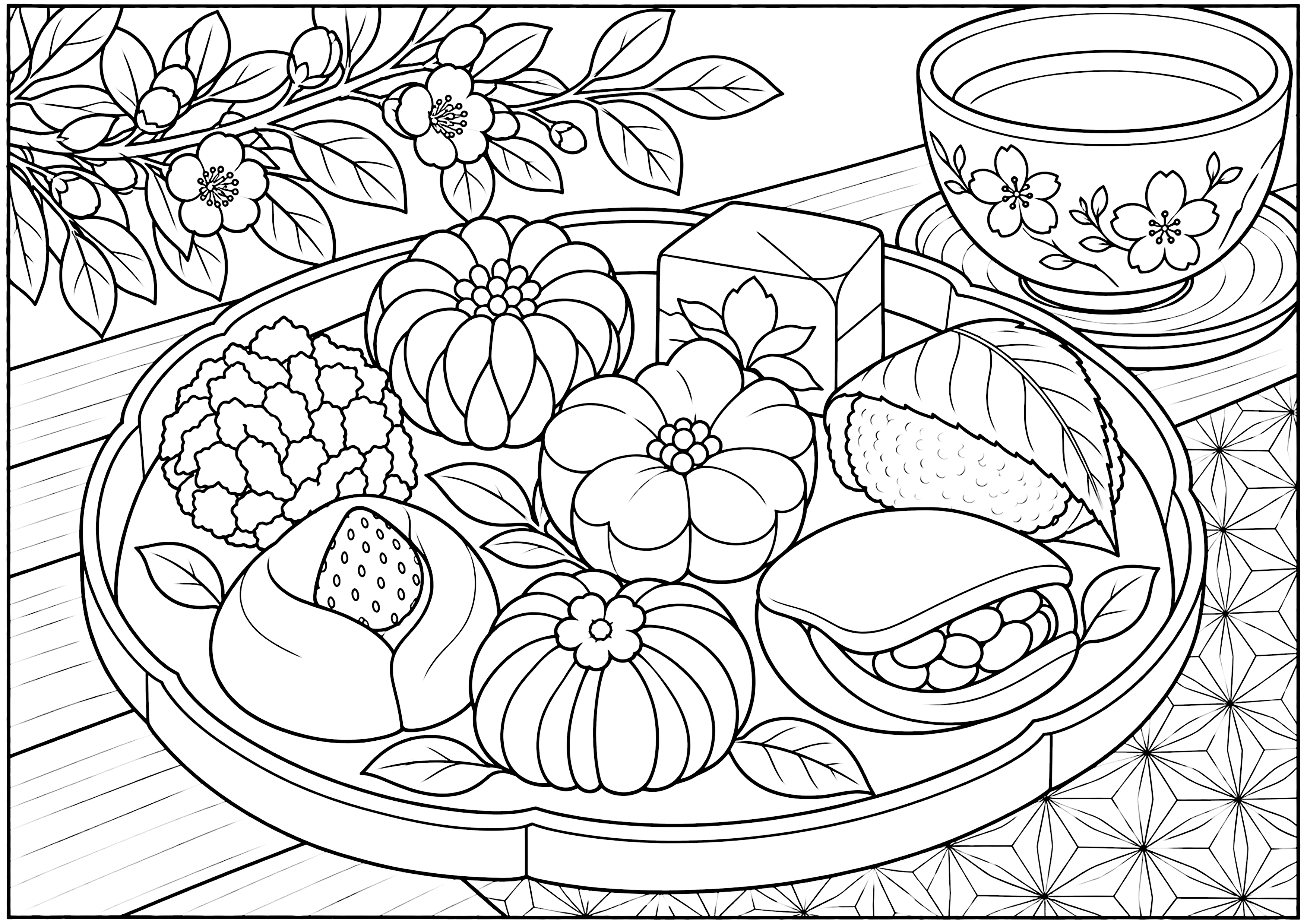 和菓子 塗り絵