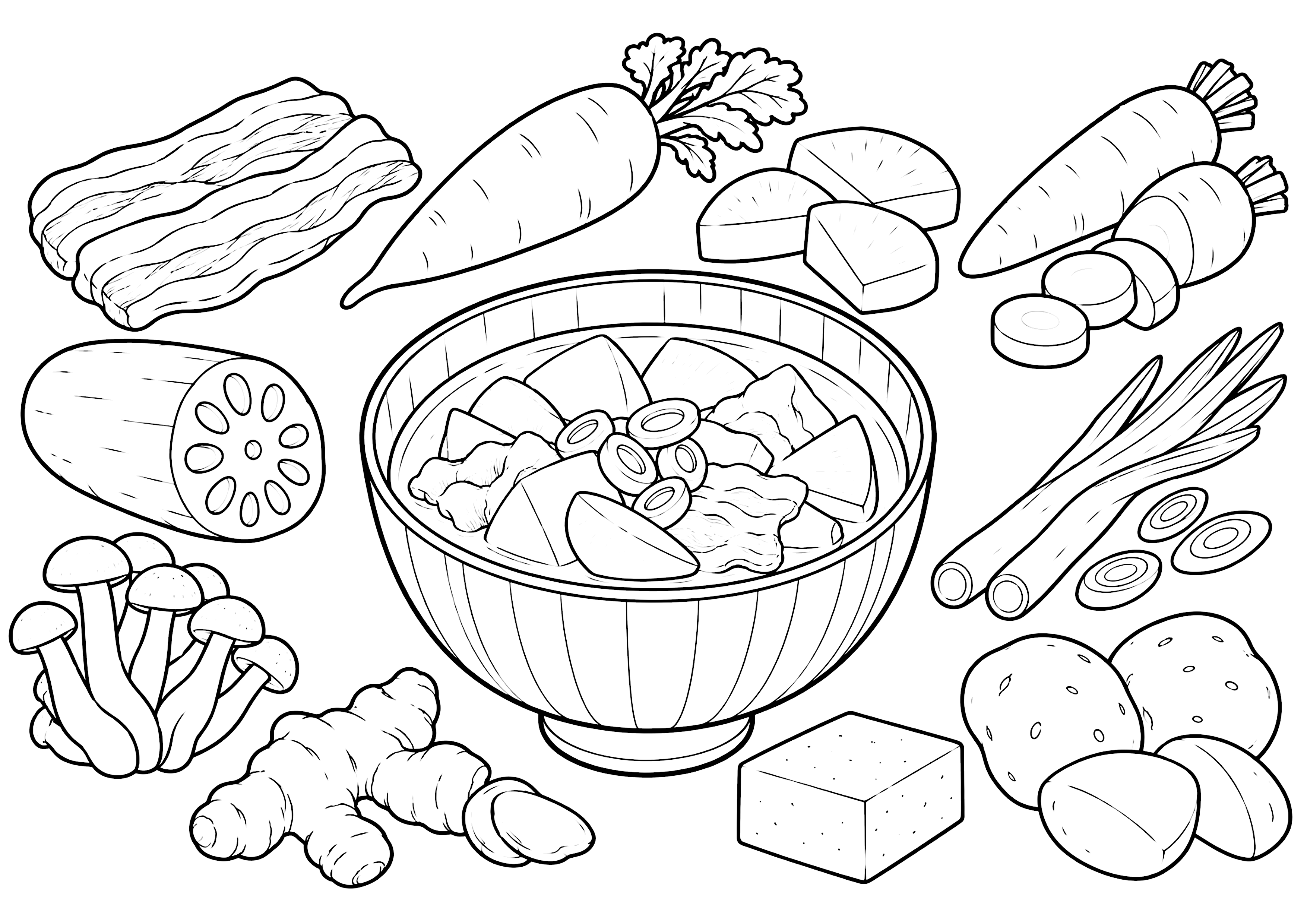 豚汁 塗り絵