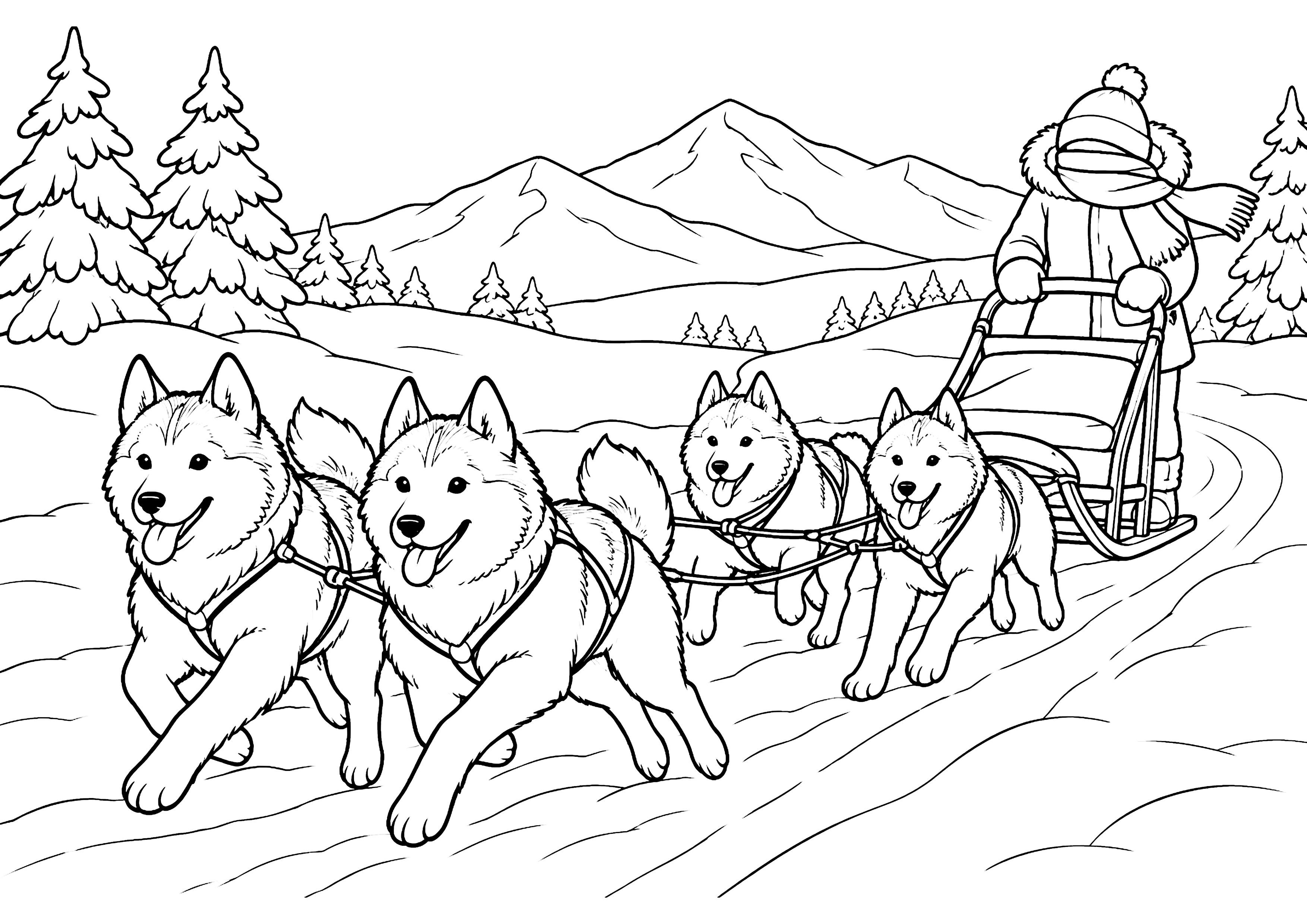 犬ぞり2 塗り絵