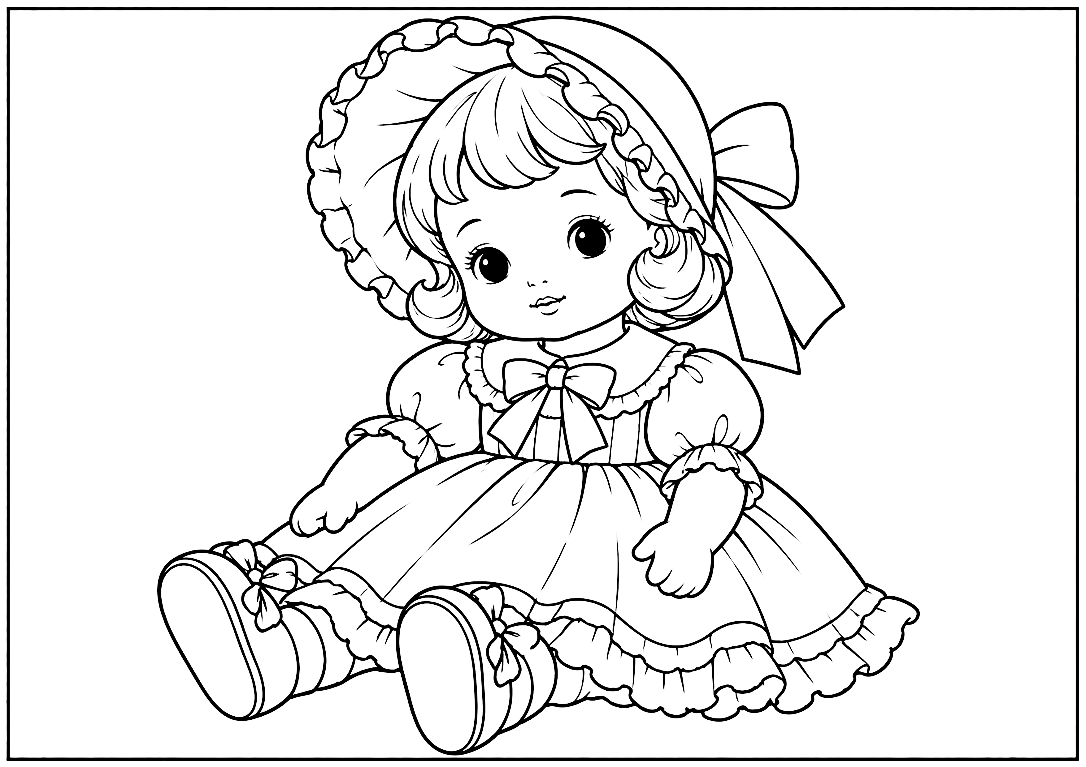 お人形 塗り絵