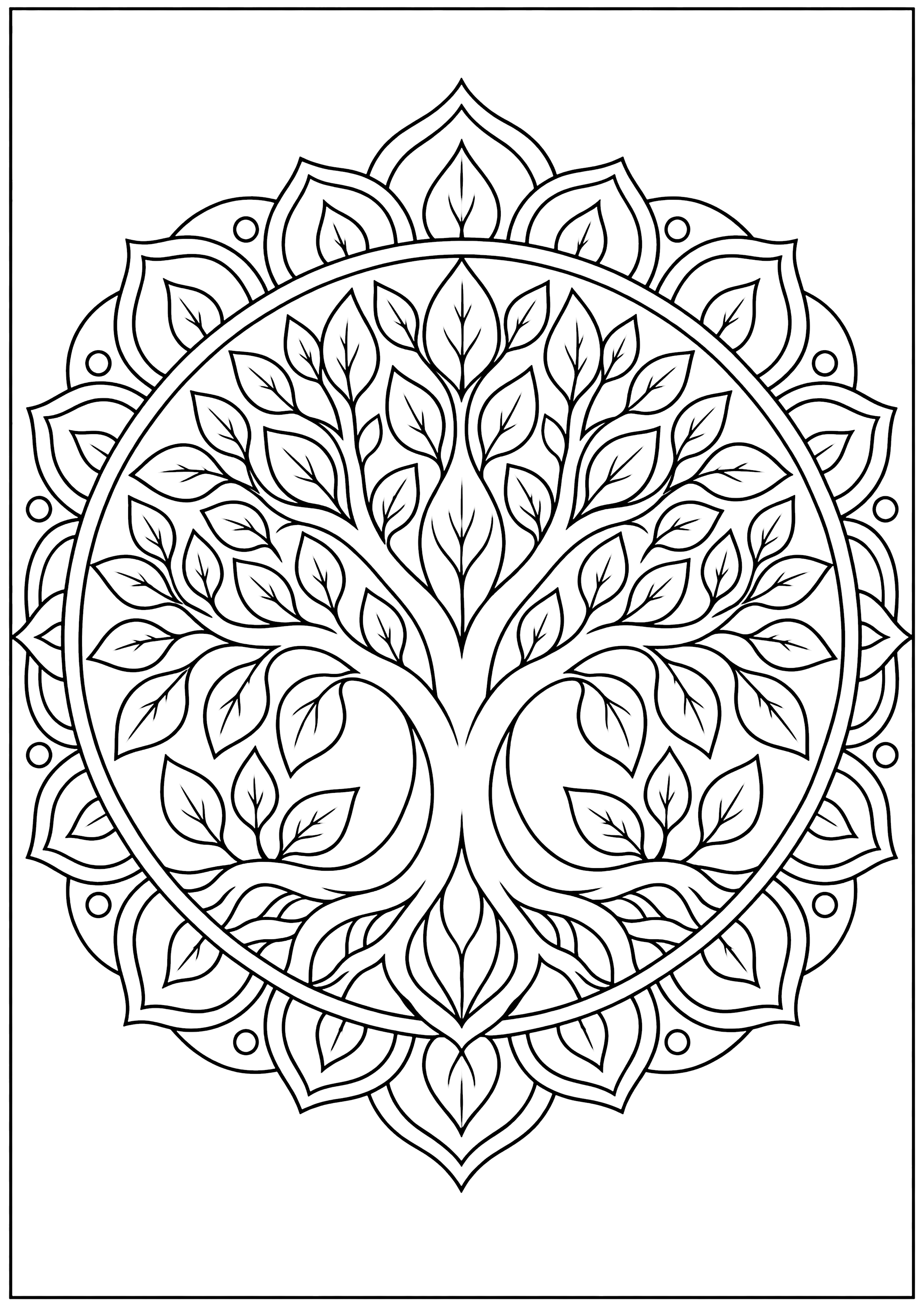 木の曼荼羅 塗り絵
