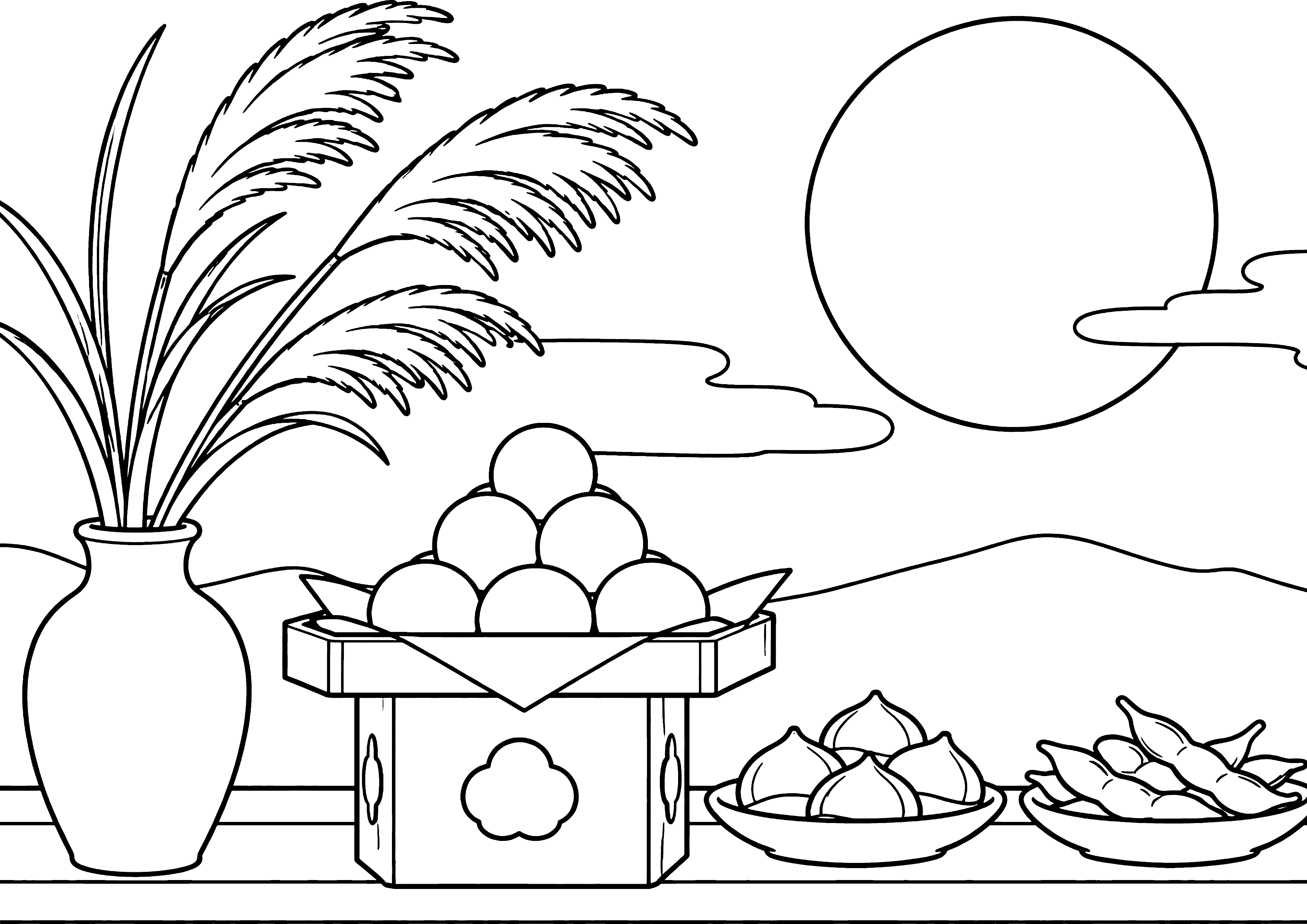 十三夜のお供え 塗り絵
