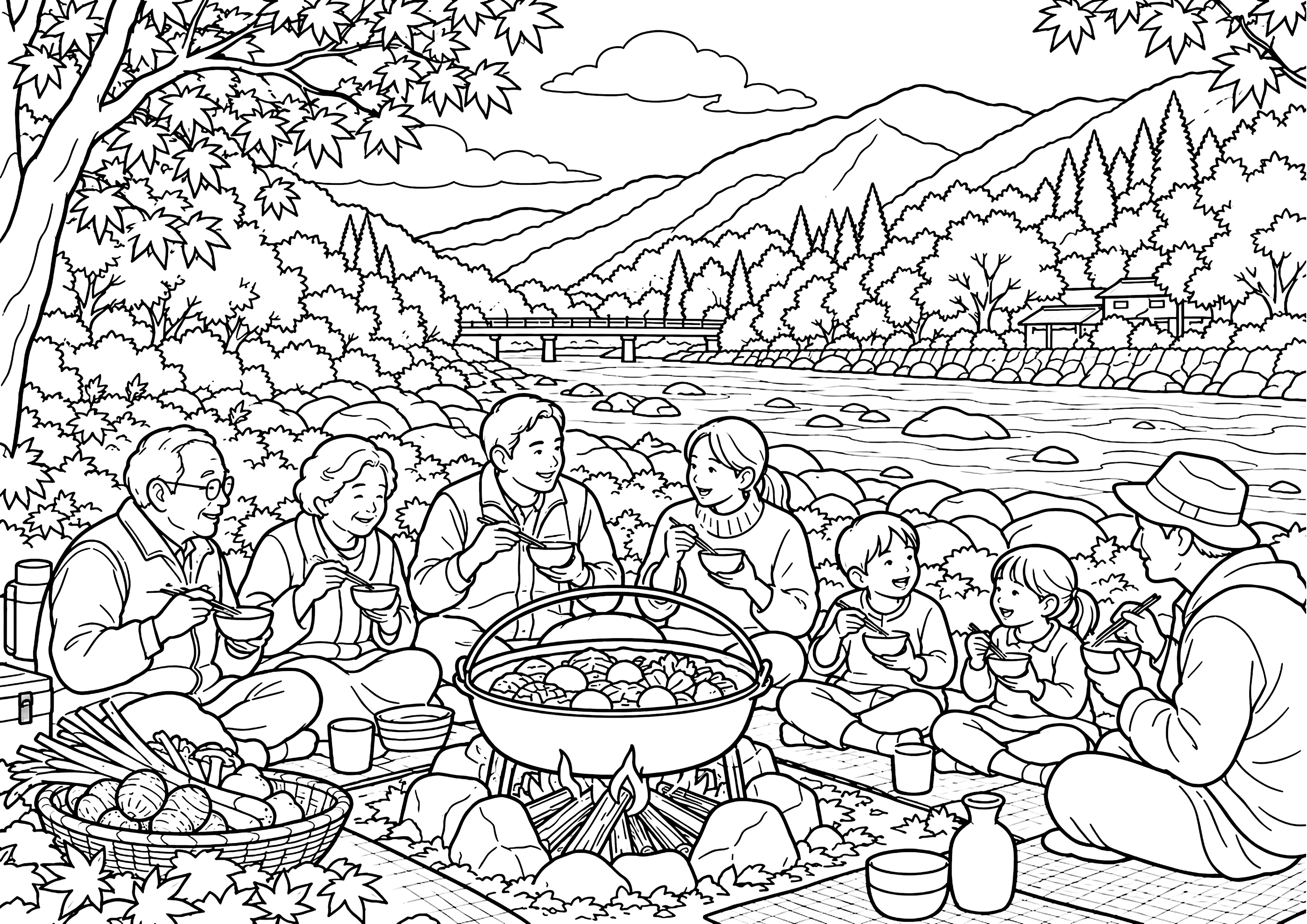 芋煮会 塗り絵