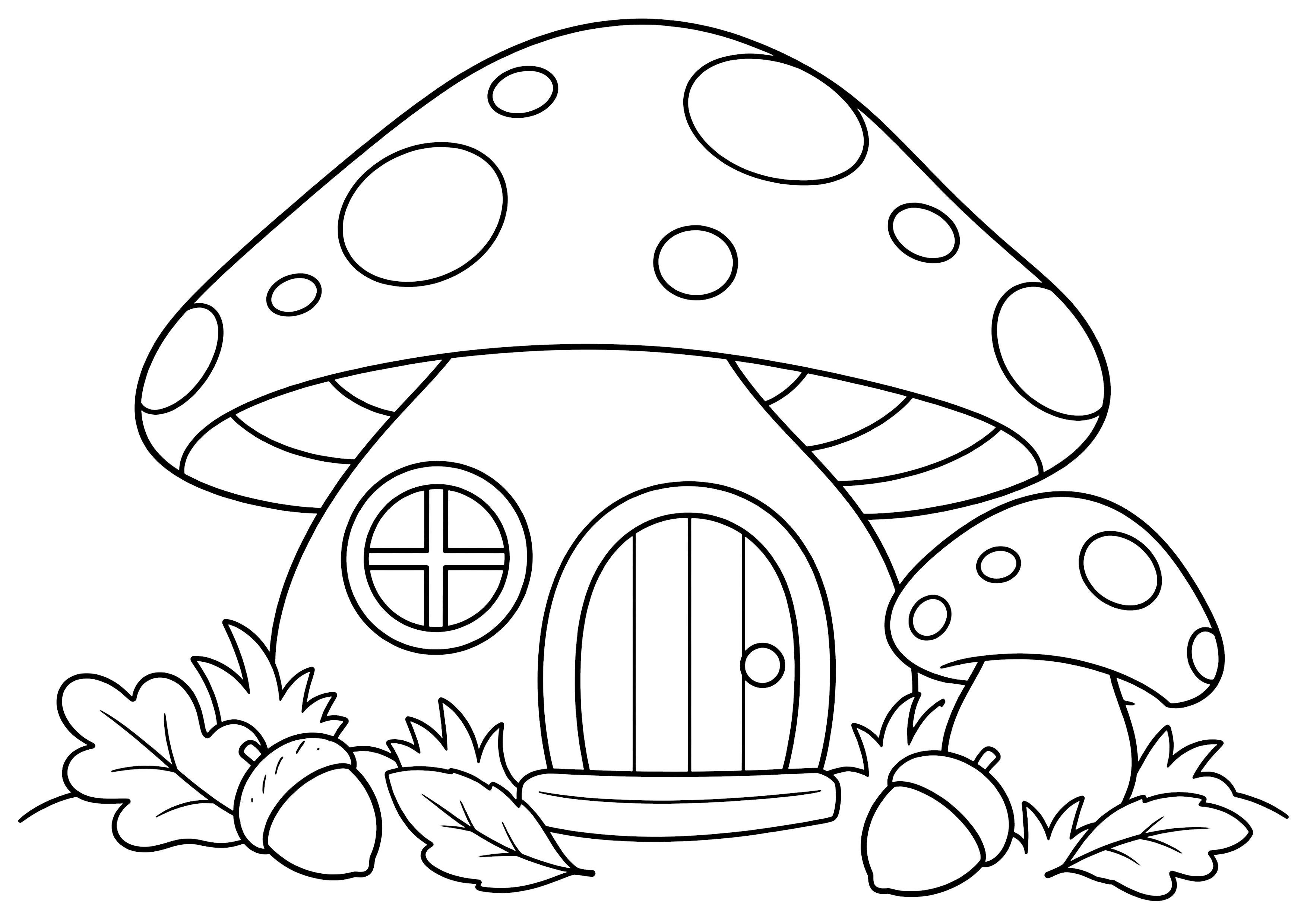 きのこの家 塗り絵