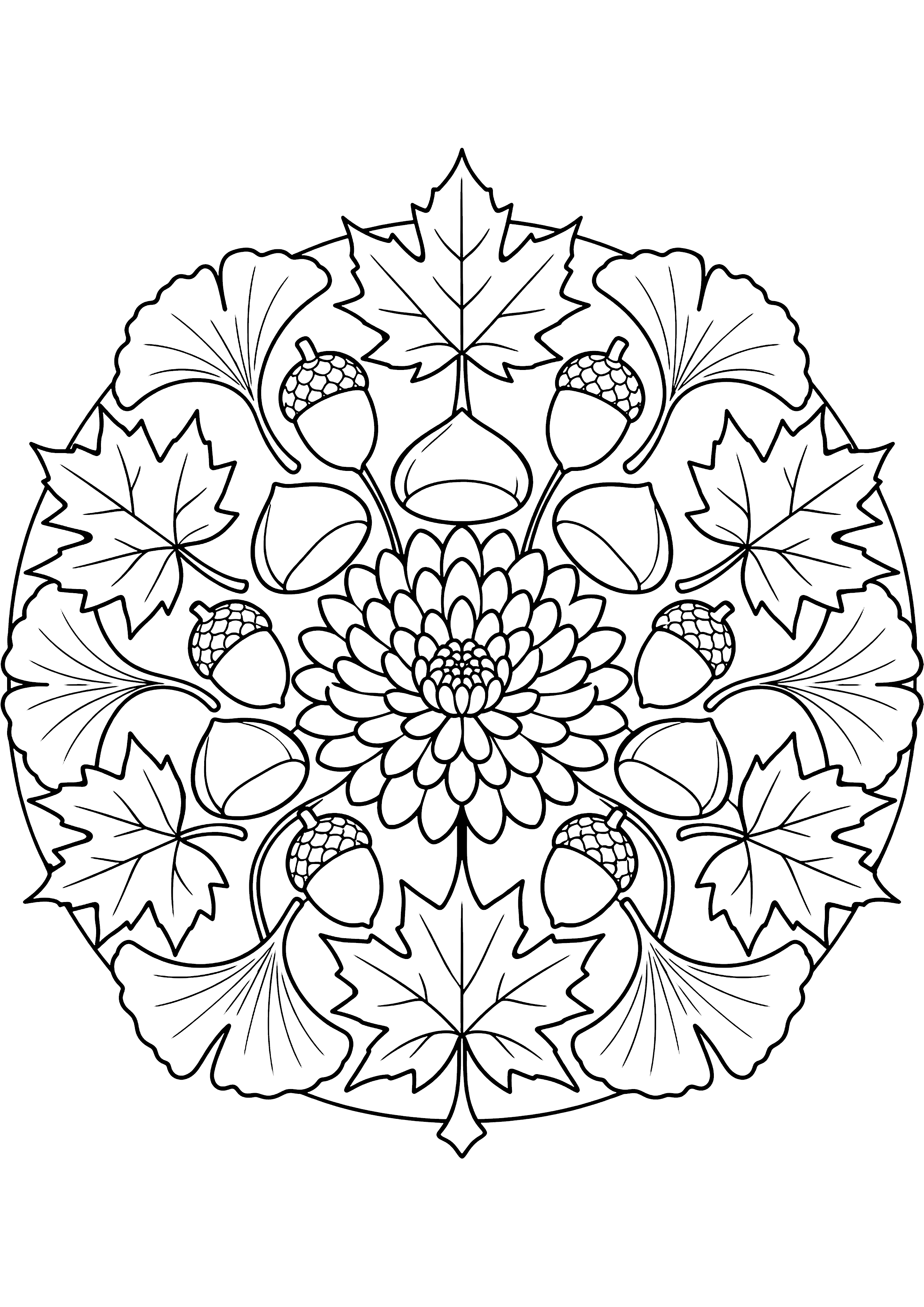 紅葉の曼荼羅 塗り絵