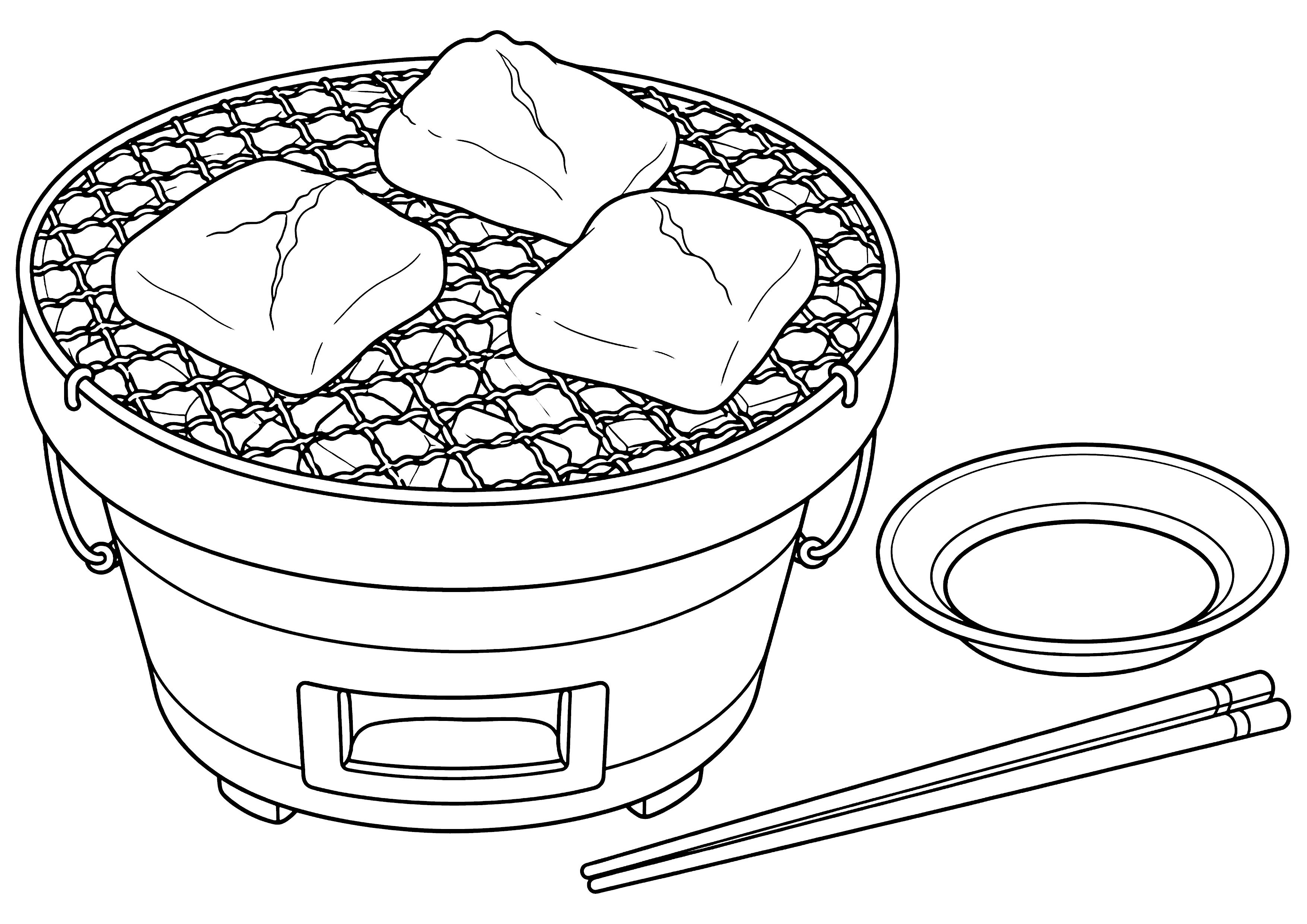 七輪と焼き餅 塗り絵