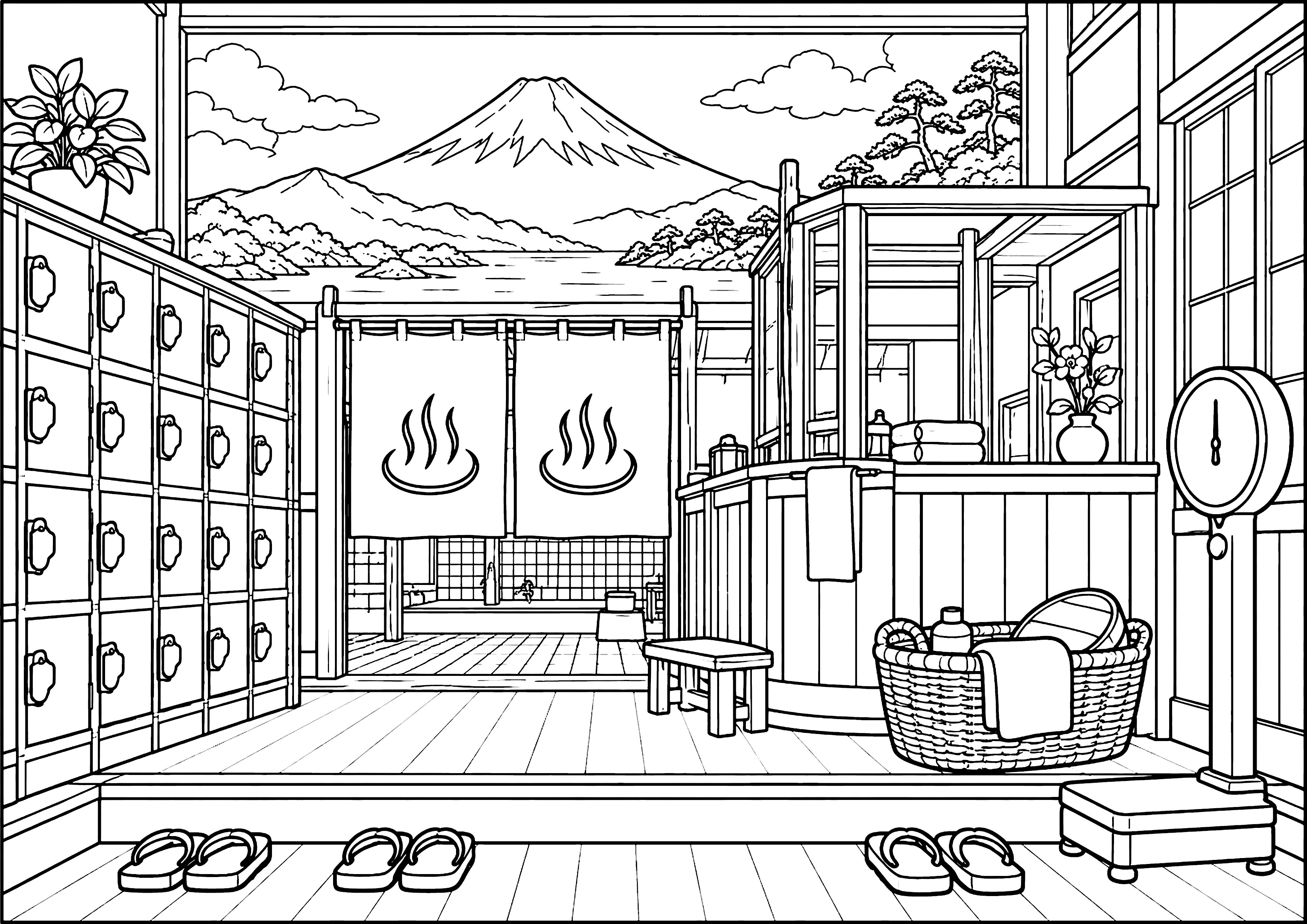 銭湯の番台 塗り絵