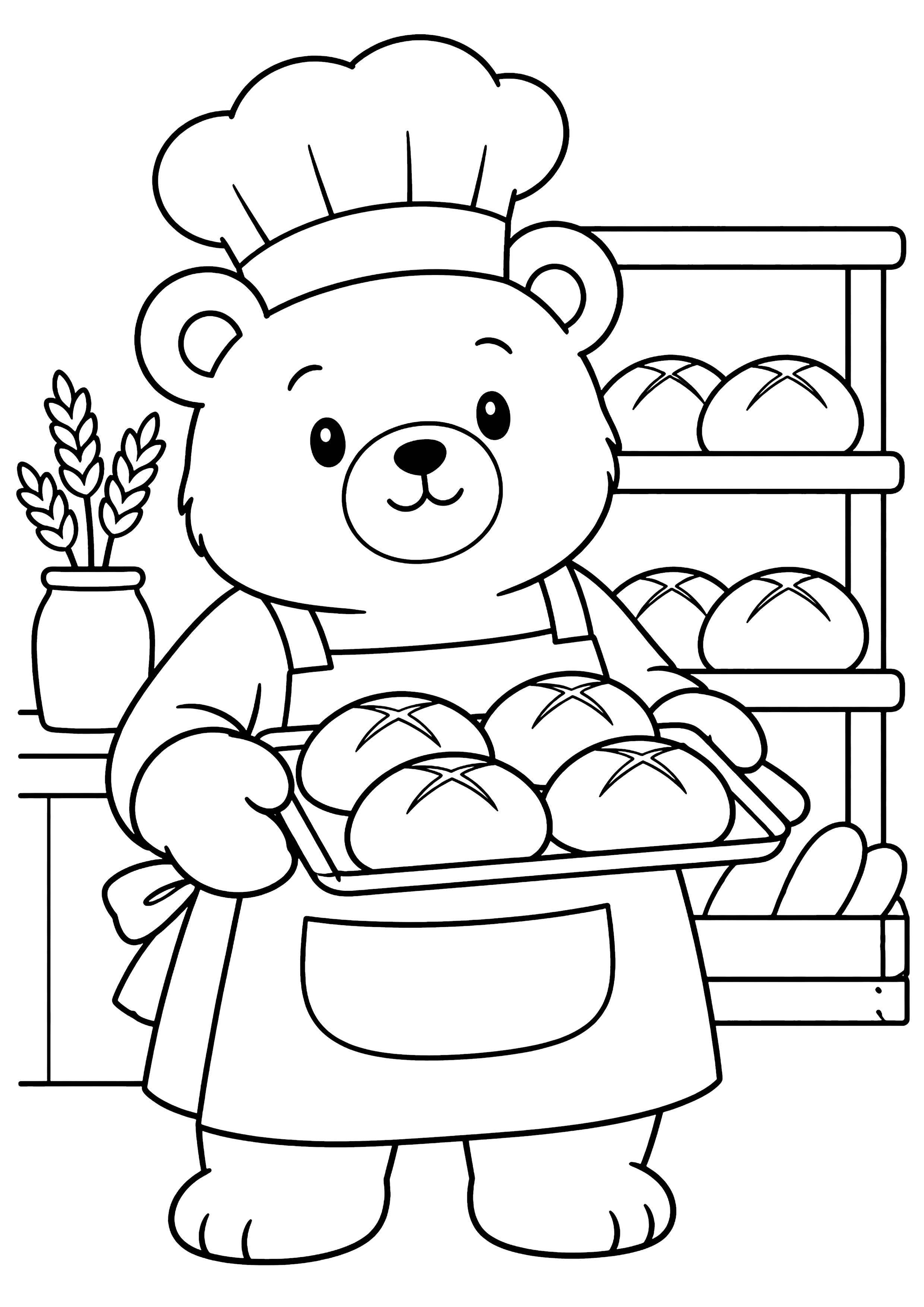 くまのパン屋さん 塗り絵