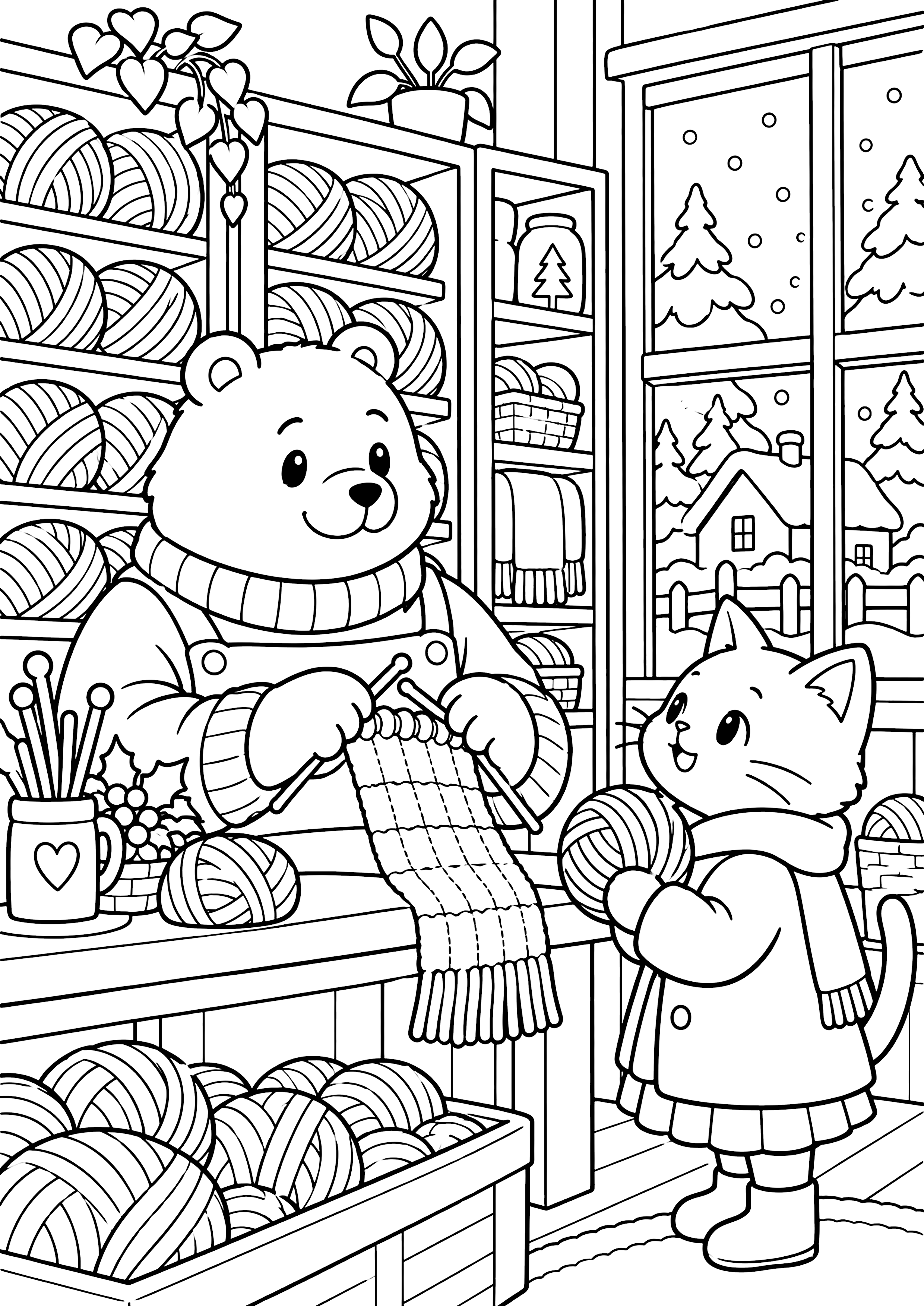 くまの毛糸屋さん 塗り絵