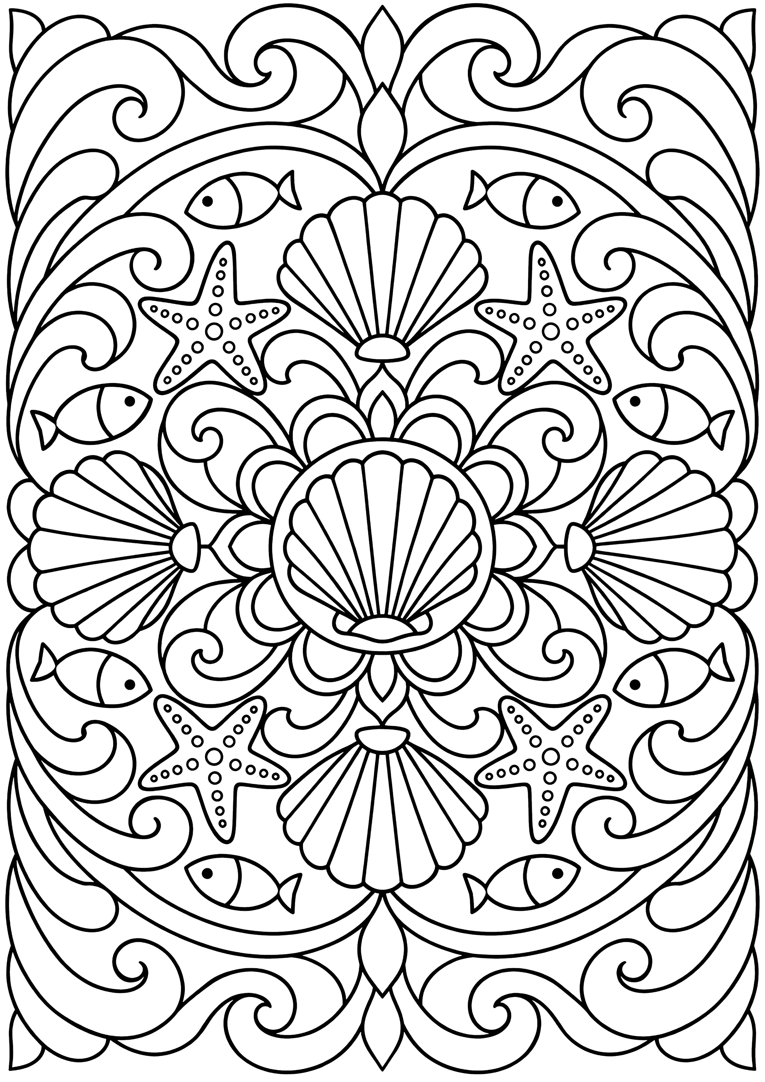 海の曼荼羅 塗り絵