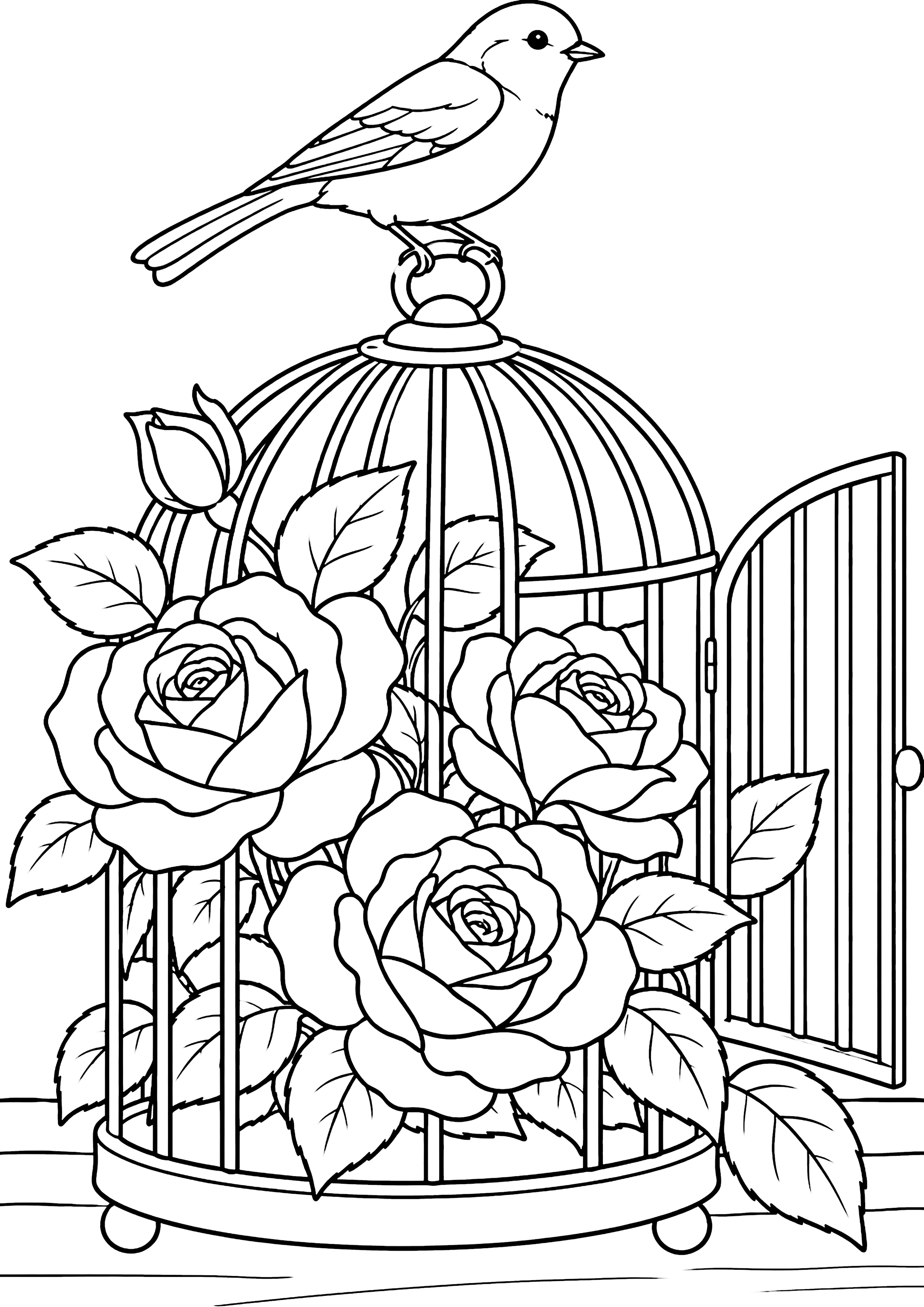 鳥かごの花園 塗り絵