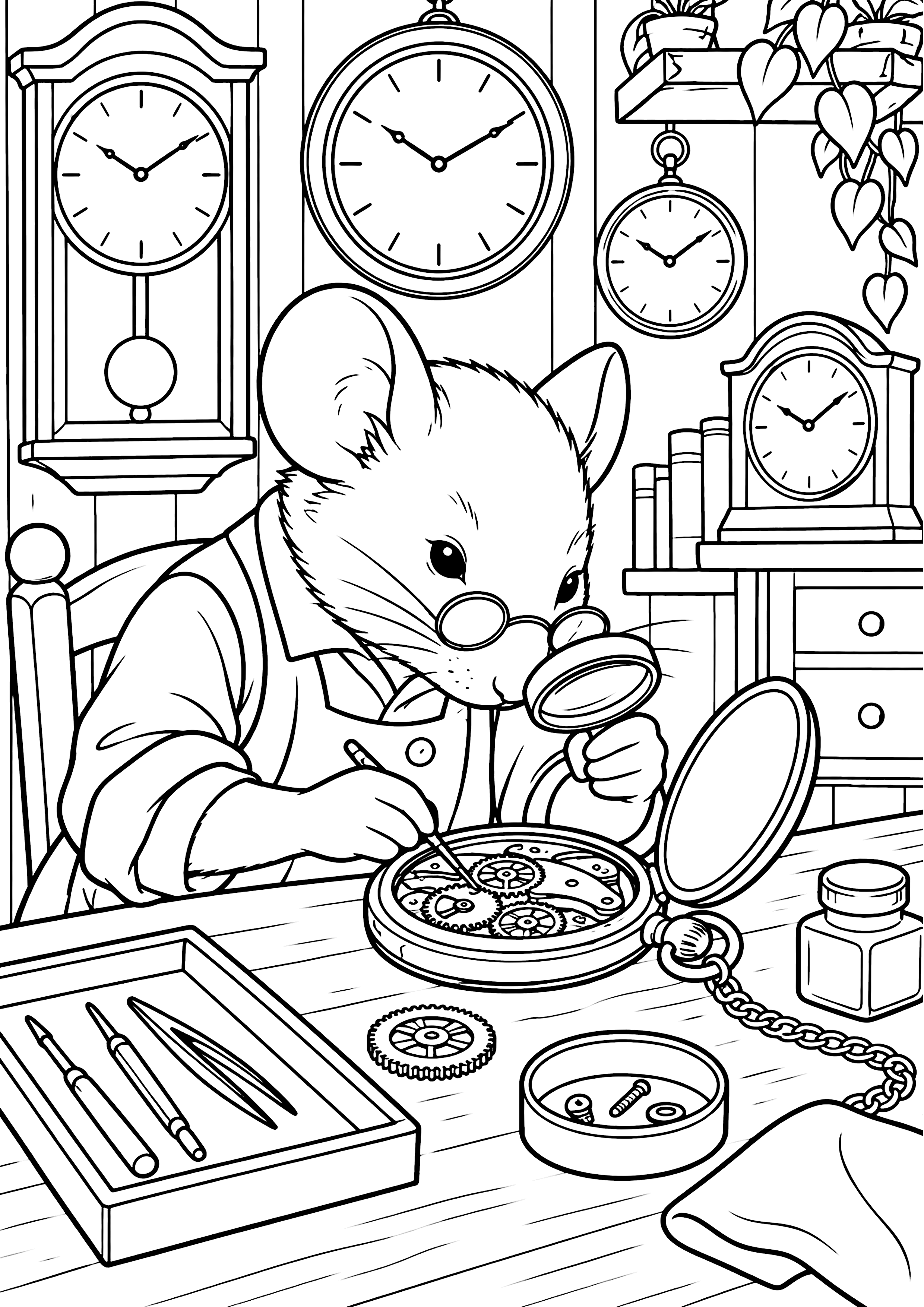 時計屋のねずみ 塗り絵