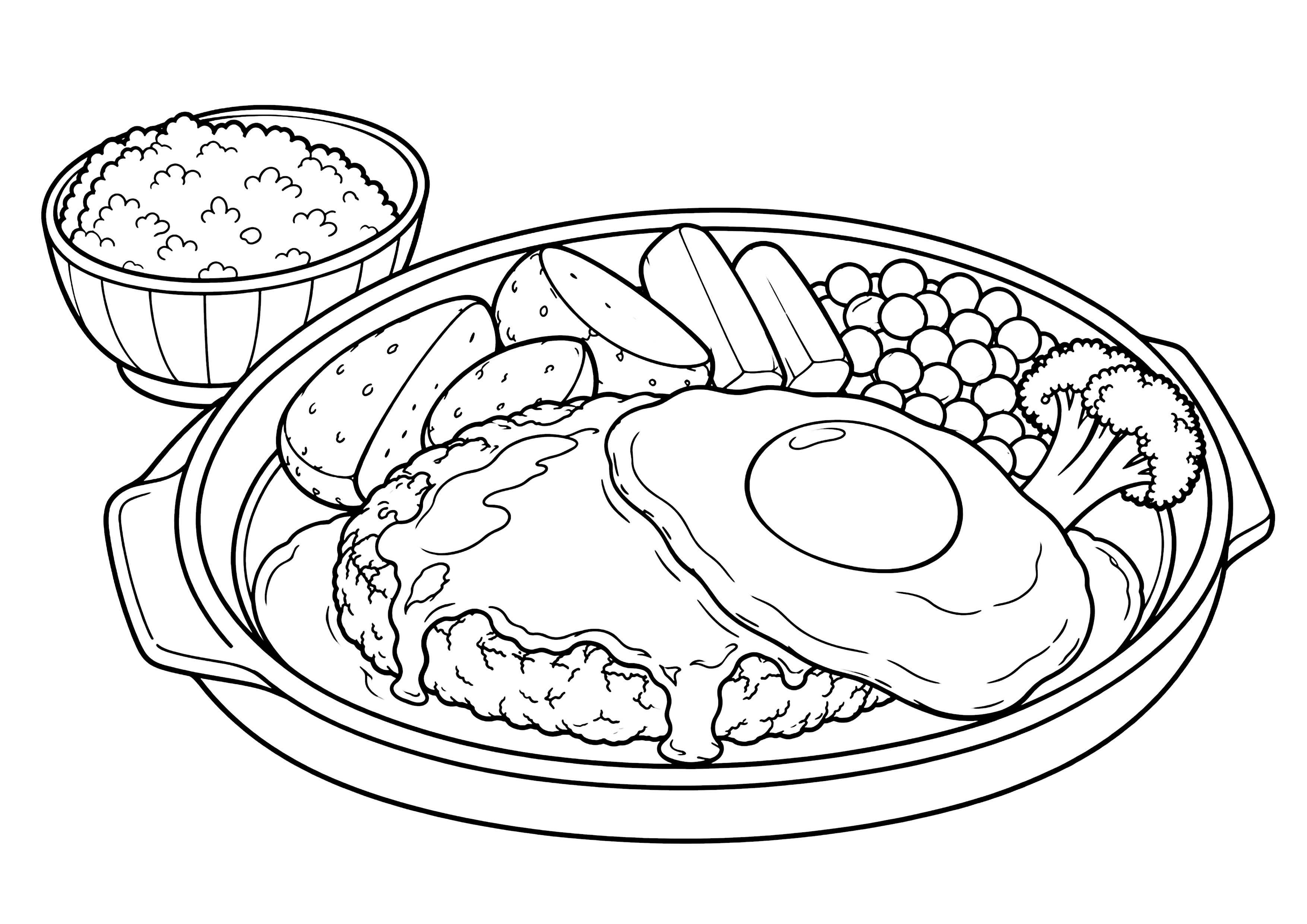 洋食屋のハンバーグ 塗り絵