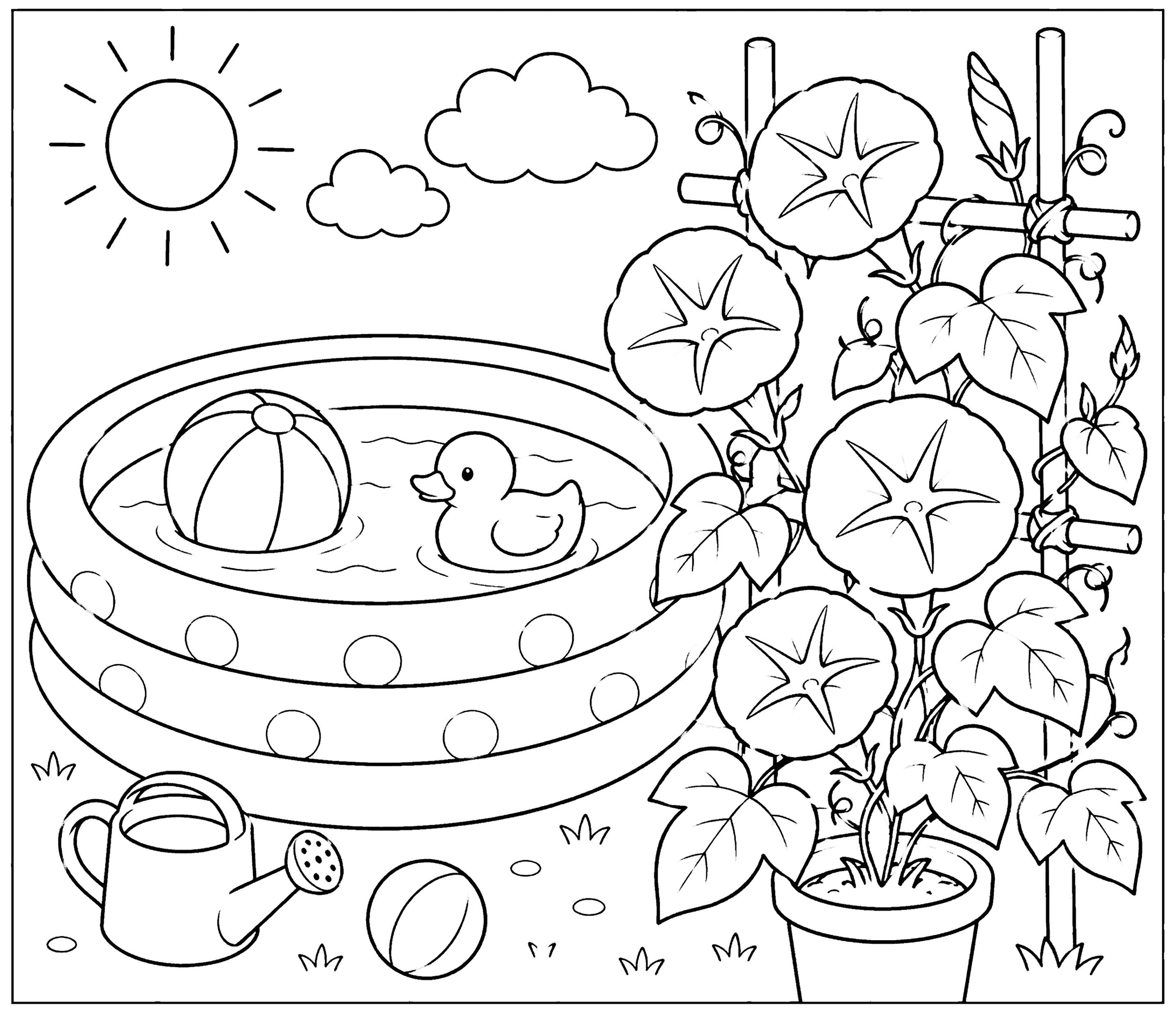 ビニールプール 塗り絵
