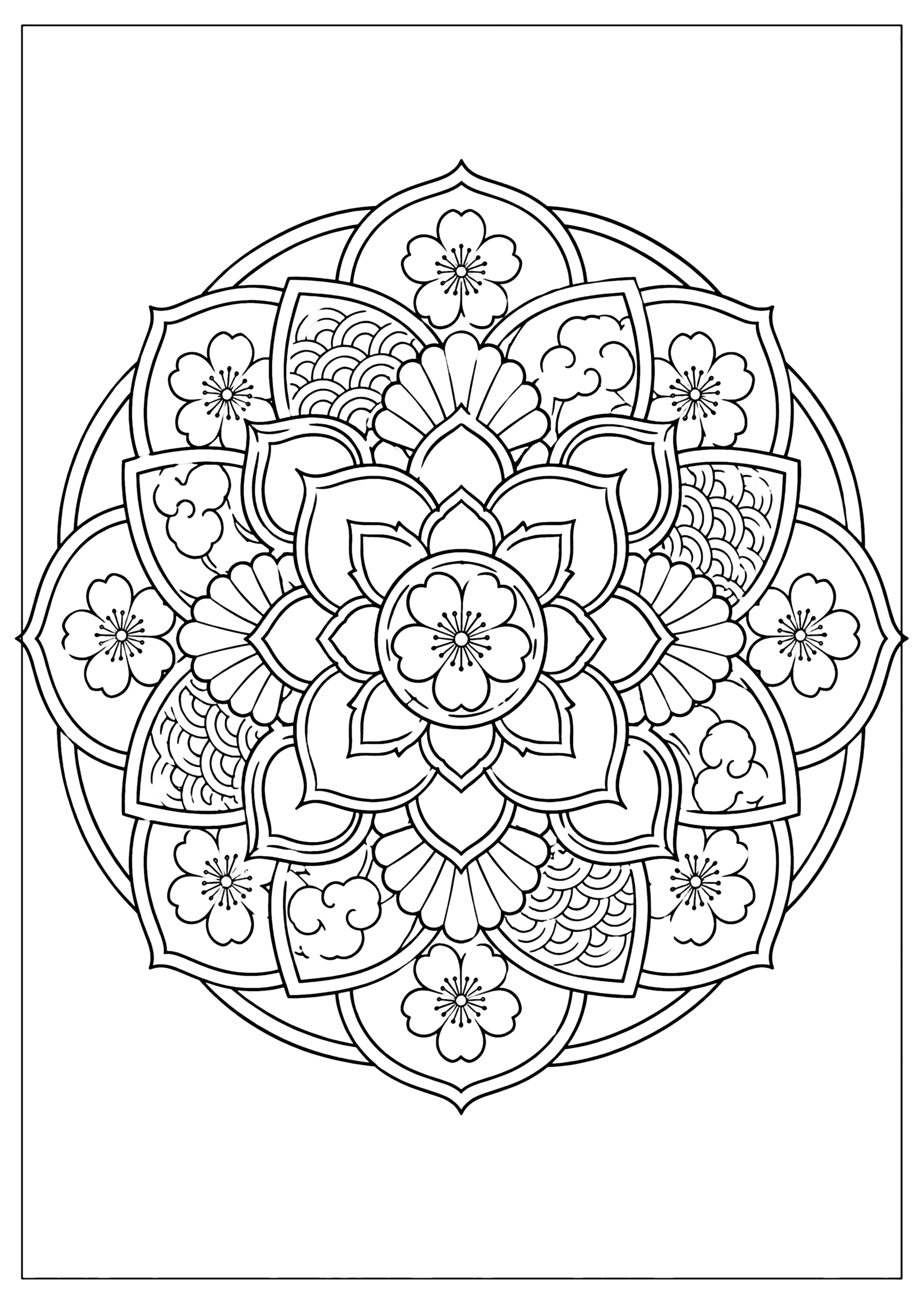 和風曼荼羅もよう 塗り絵