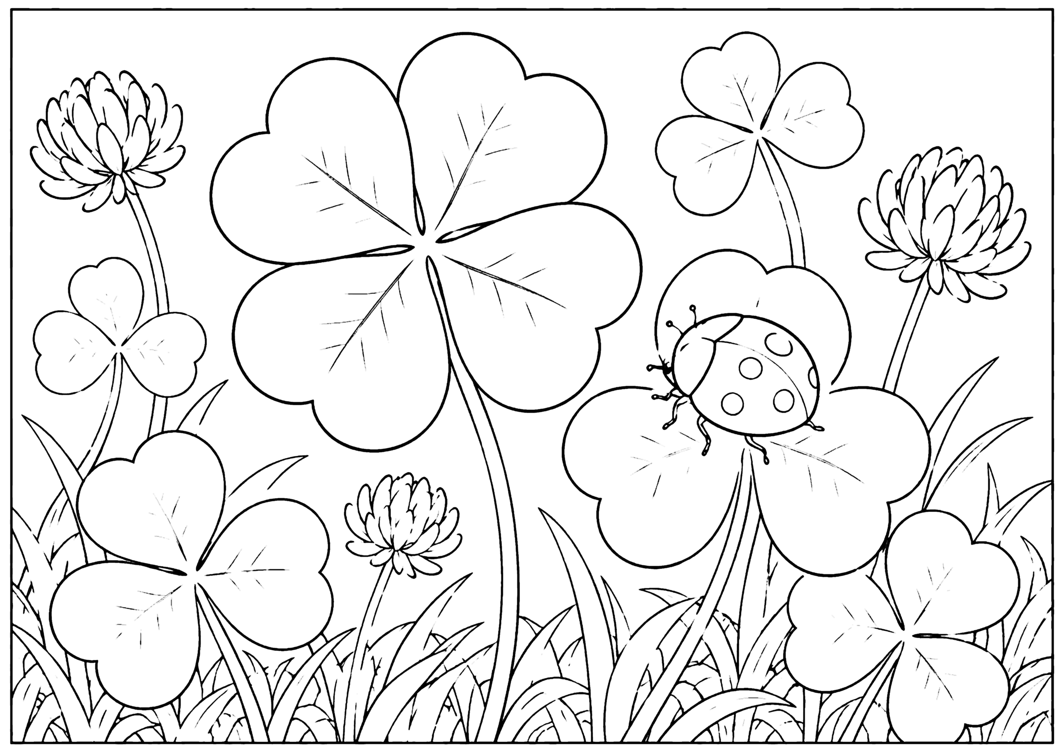 四葉とてんとうむし 塗り絵
