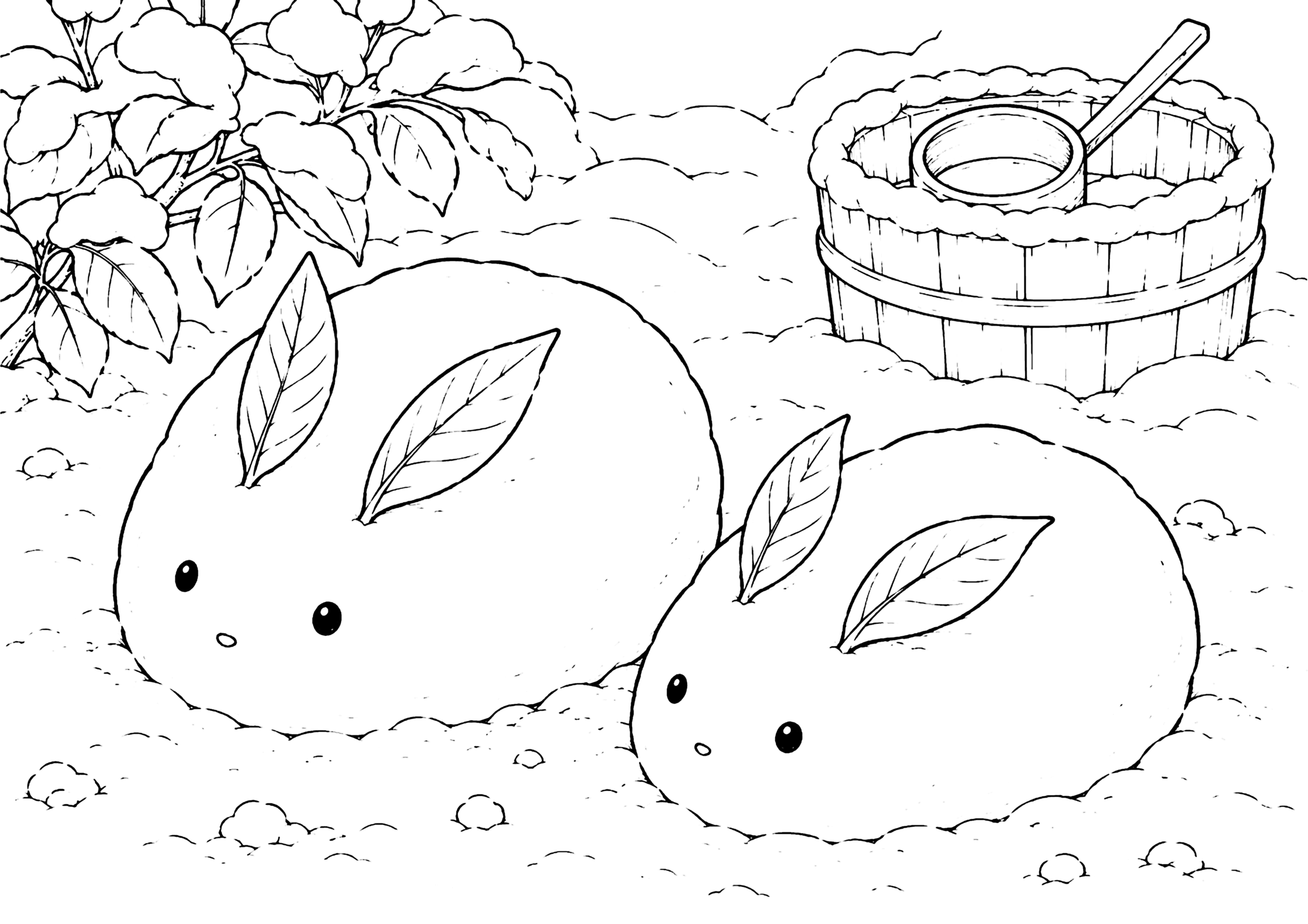 雪ウサギ 塗り絵