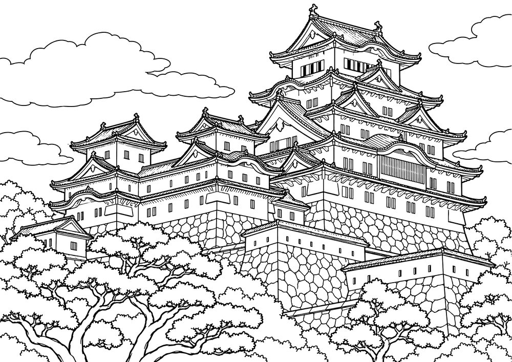 姫路城 塗り絵
