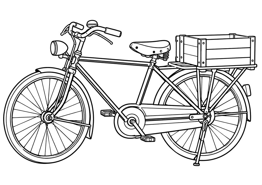 荷台付きの自転車 塗り絵