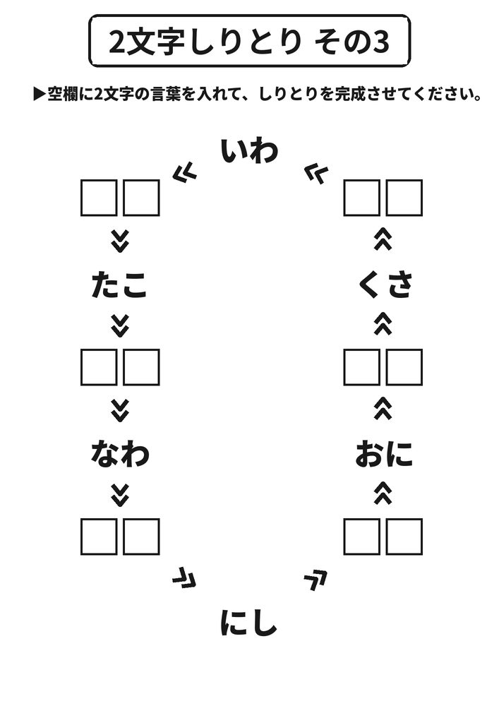 2文字しりとり その3 脳トレプリント