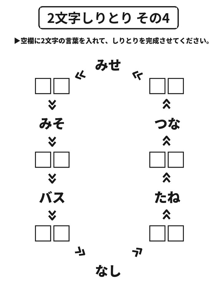 2文字しりとり その4 脳トレプリント