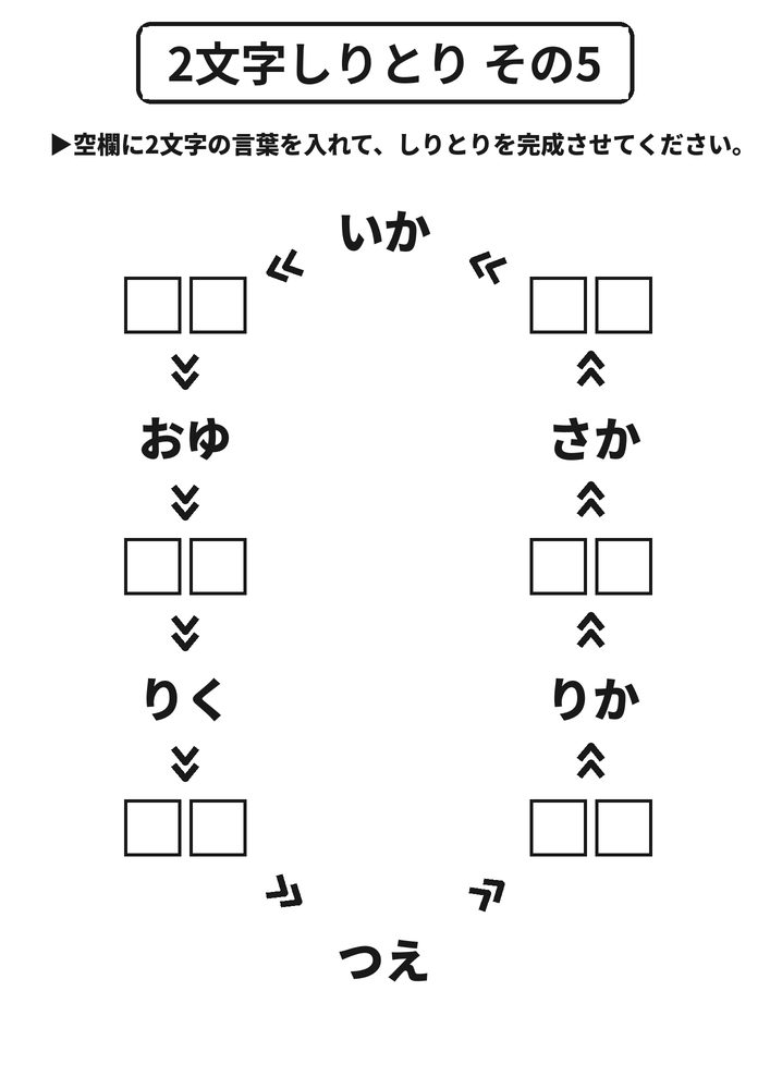 2文字しりとり その5 脳トレプリント