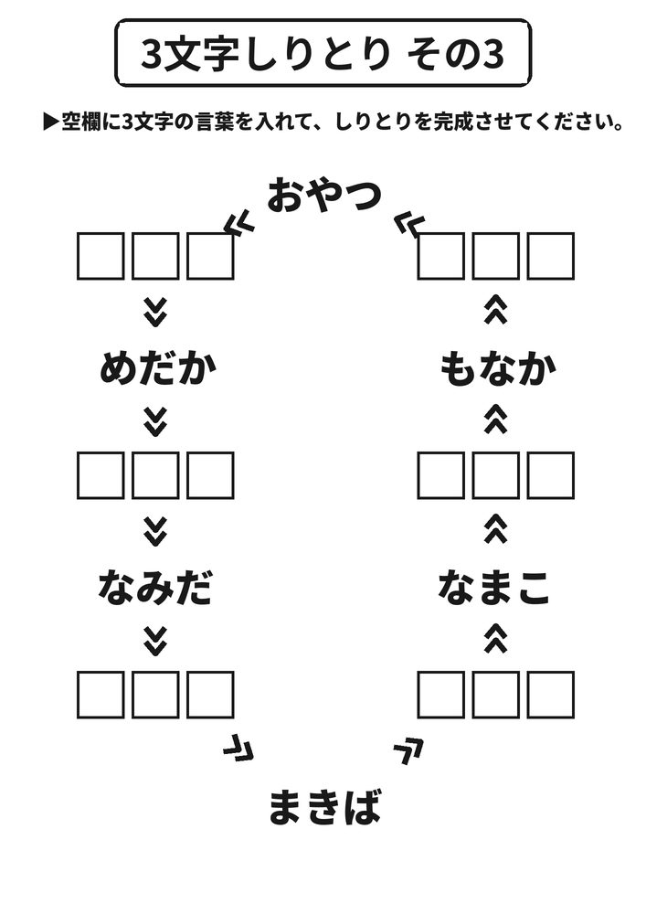 3文字しりとり その3 脳トレプリント