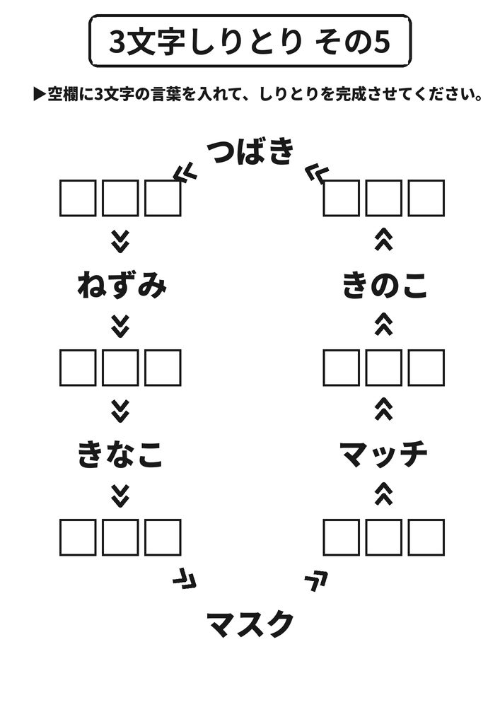 3文字しりとり その5 脳トレプリント
