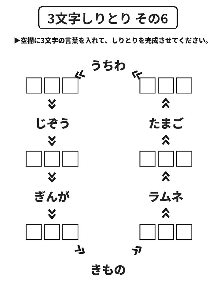 3文字しりとり その6 脳トレプリント