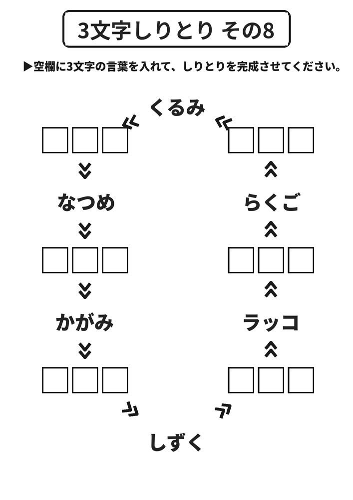 3文字しりとり その8 脳トレプリント