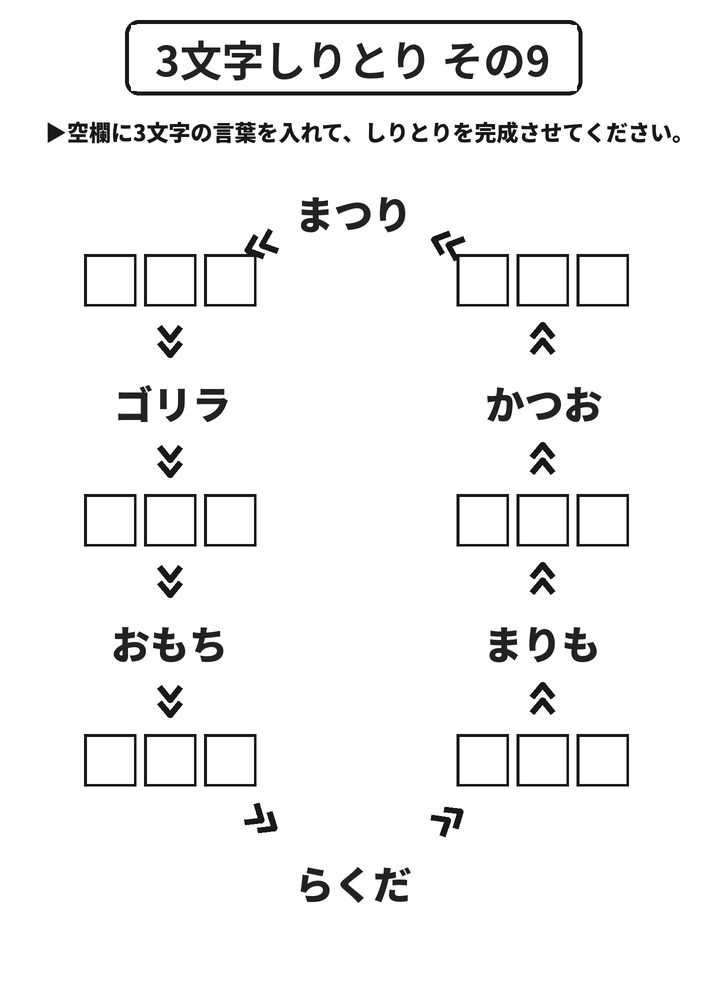 3文字しりとり その9 脳トレプリント