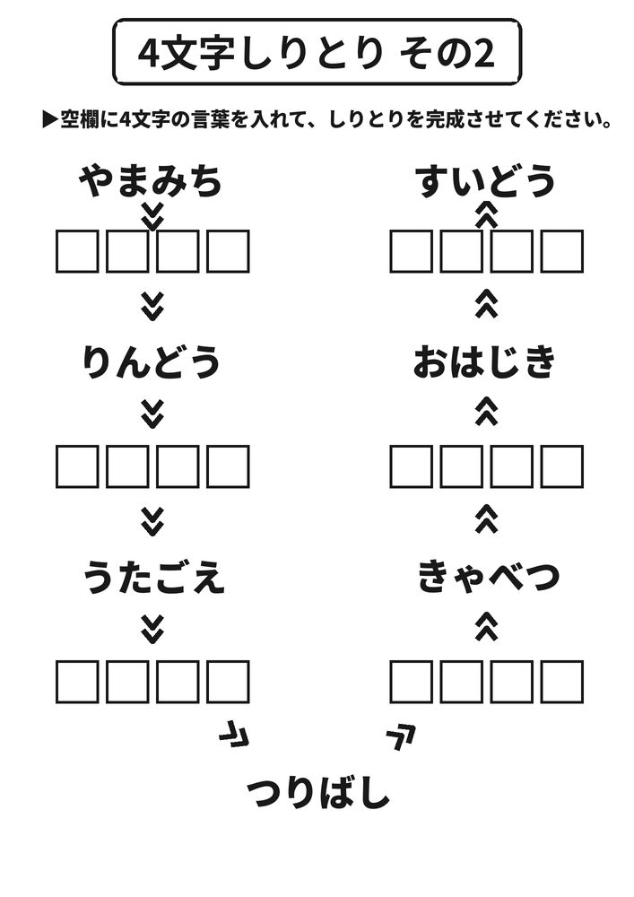 4文字しりとり その2 脳トレプリント