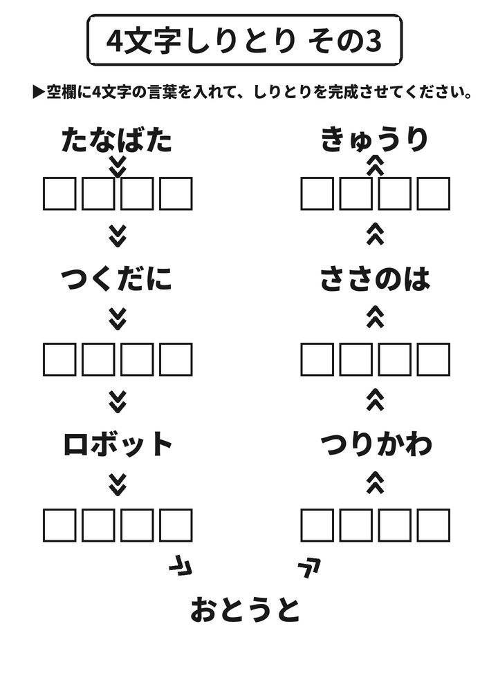 4文字しりとり その3 脳トレプリント