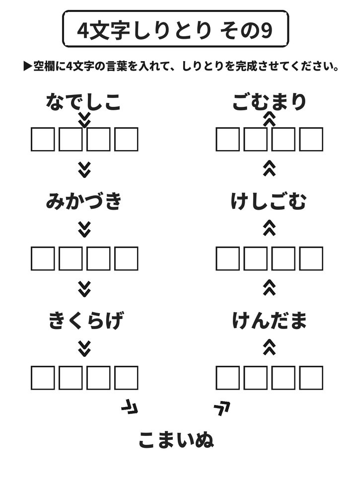 4文字しりとり その9 脳トレプリント