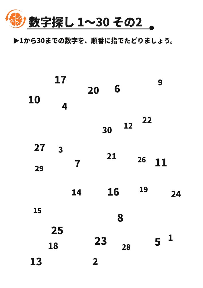 数字探し 1〜30 その2 脳トレプリント