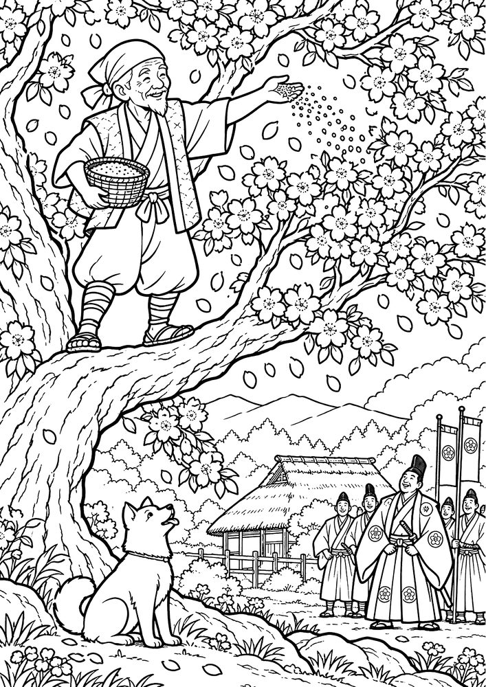 花咲か爺さん 塗り絵